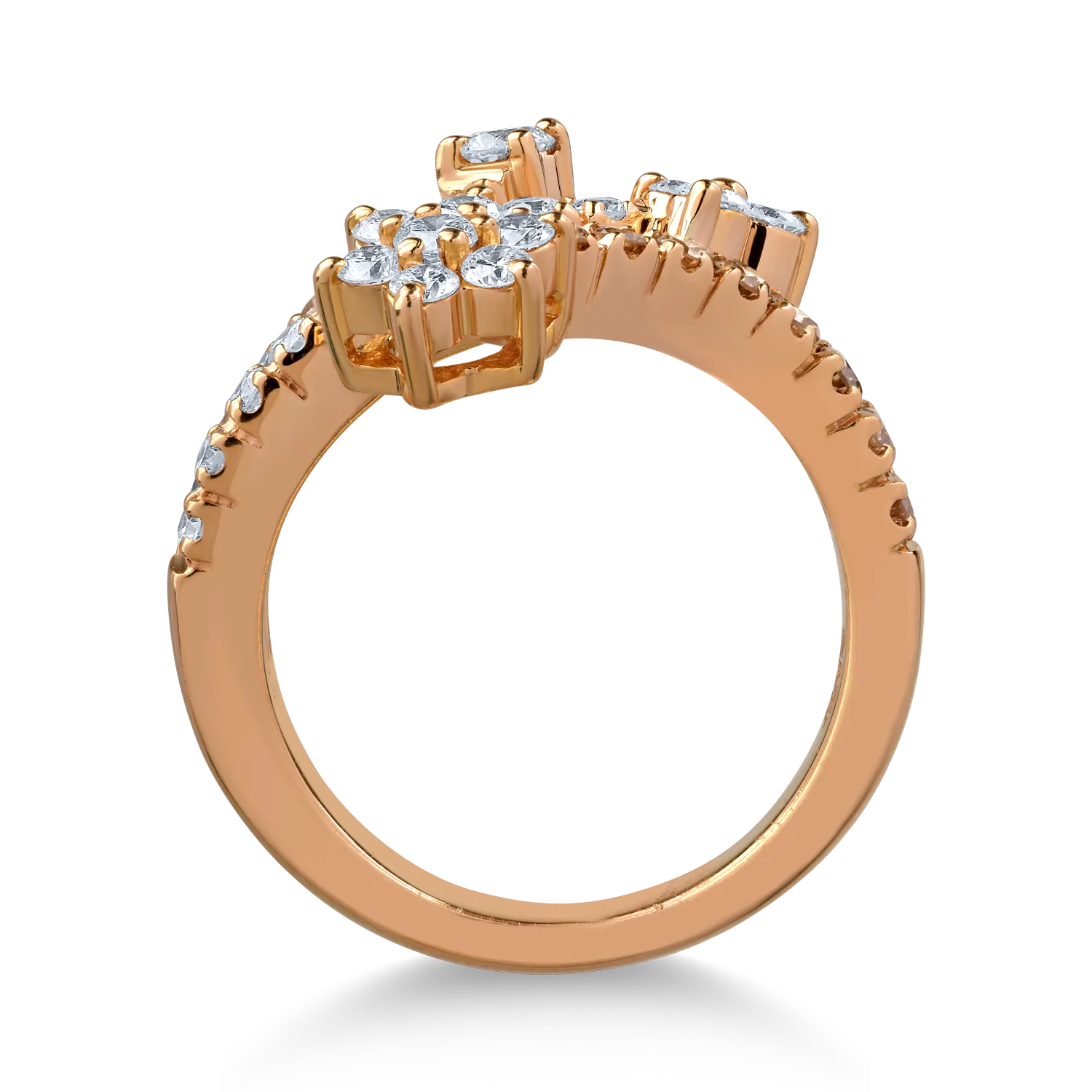 Inel din aur roz de 18K cu diamante de 1.23ct