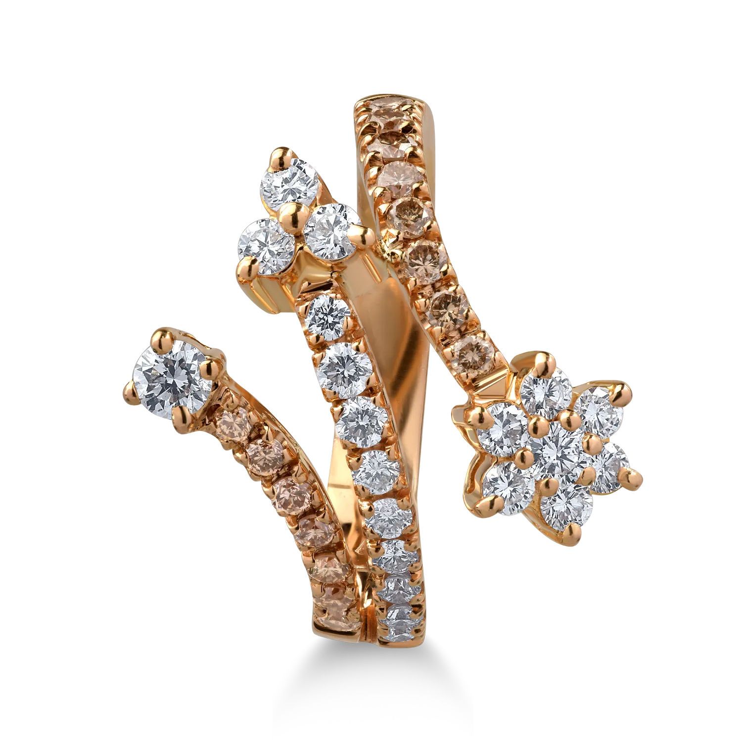 Inel din aur roz de 18K cu diamante de 1.23ct