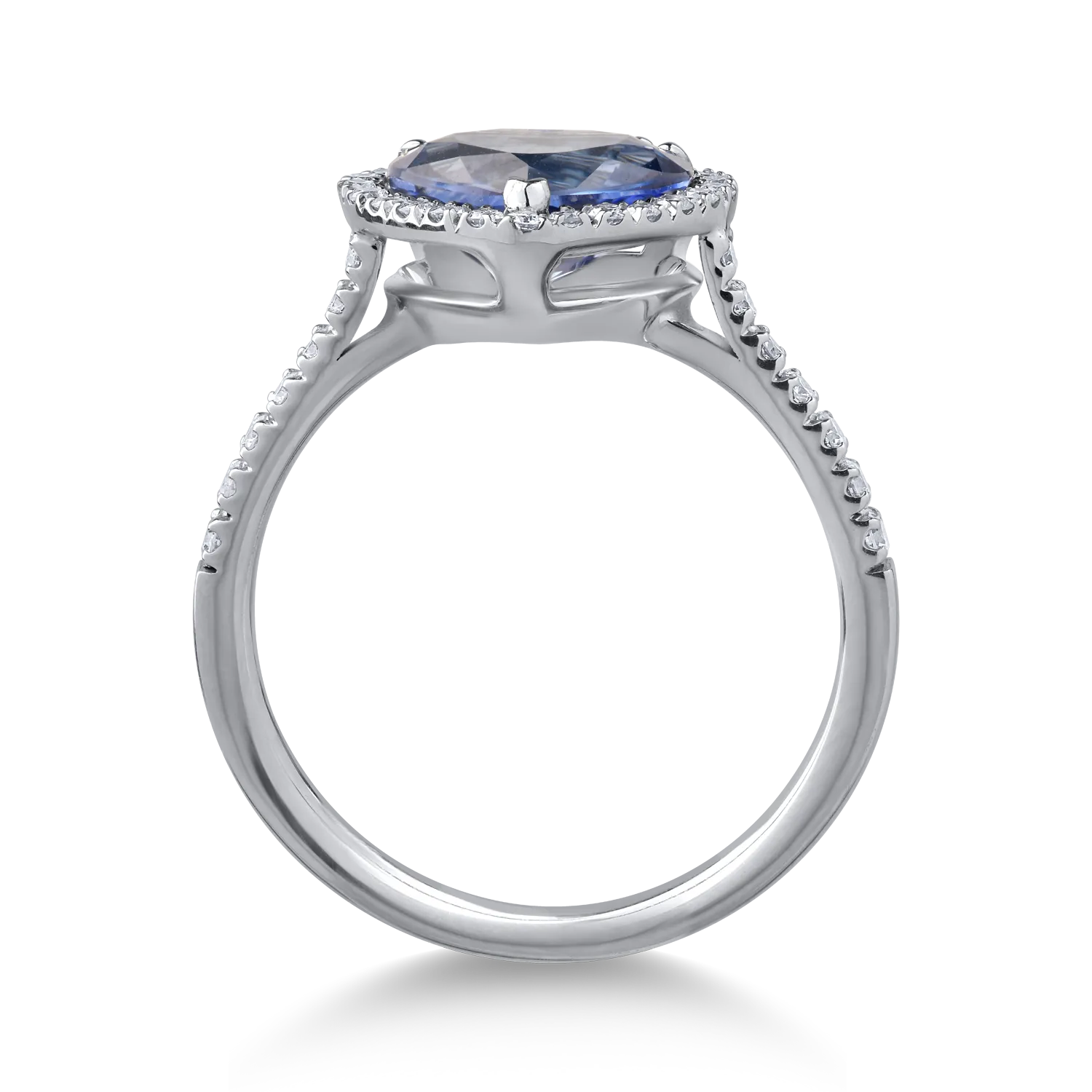 18K fehérarany gyűrű 2.09ct zafírral és 0.33ct gyémántokkal
