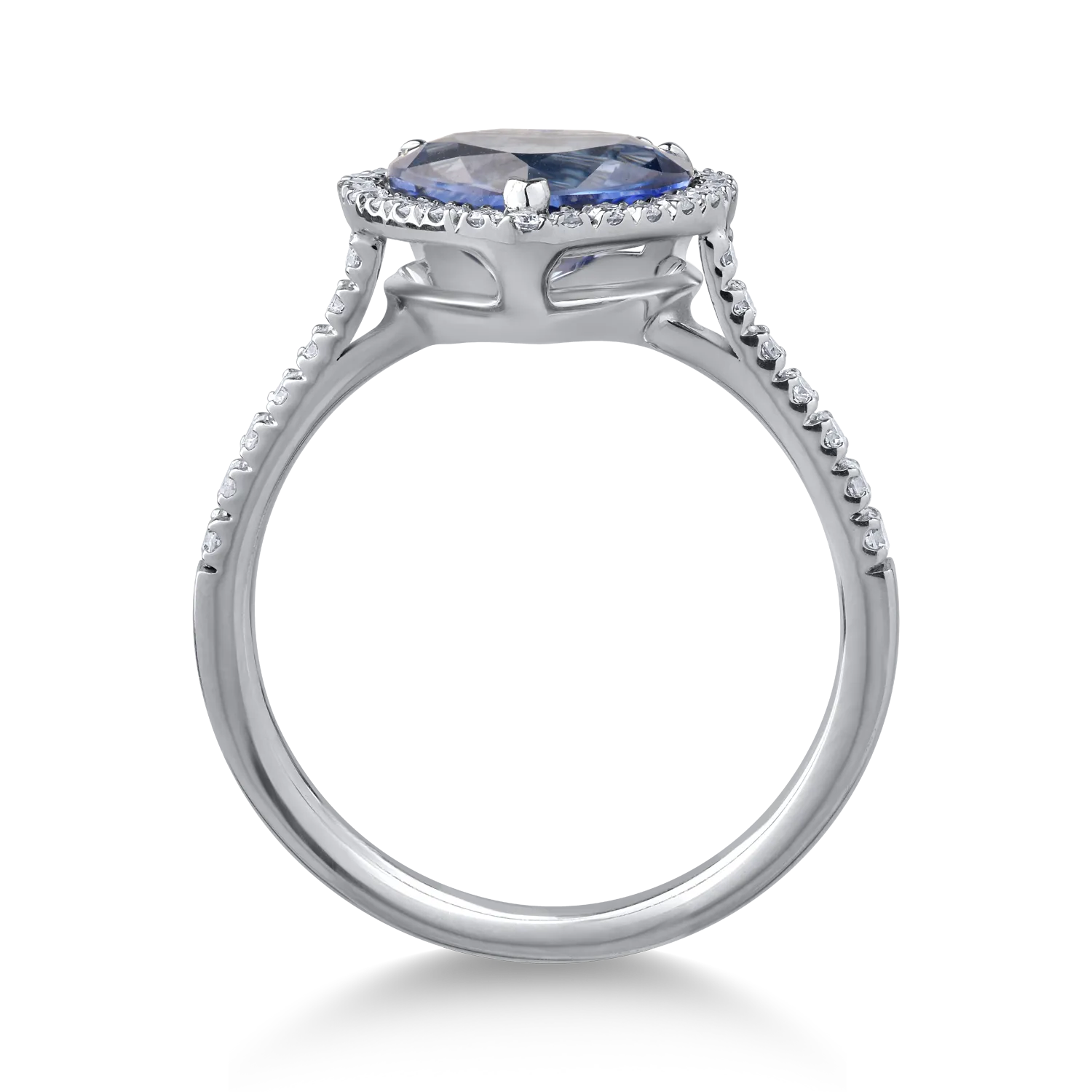 Inel din aur alb cu safir heart de 2.09ct si diamante de 0.33ct