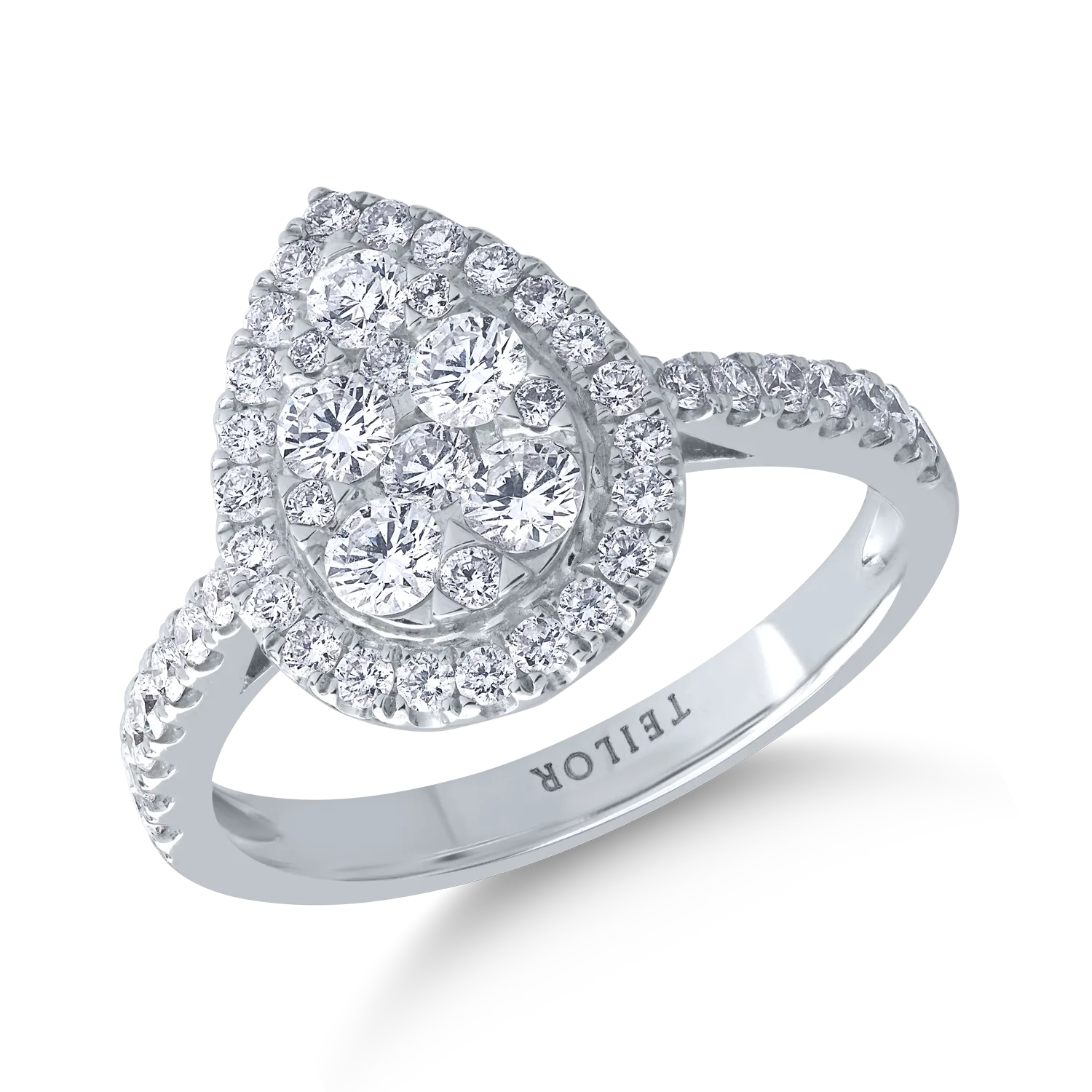 18K fehérarany gyűrű 0.9ct gyémántokkal