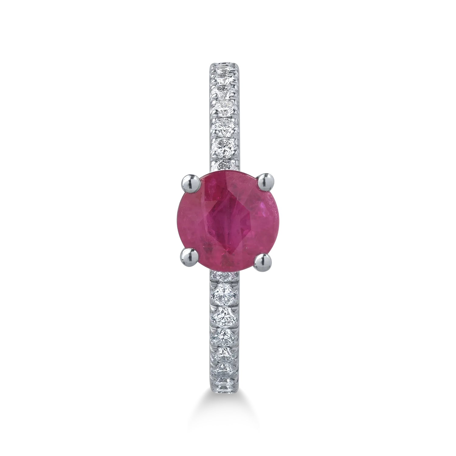 18K white gold ring with 1.35ct ruby ​​and 0.52ct diamonds