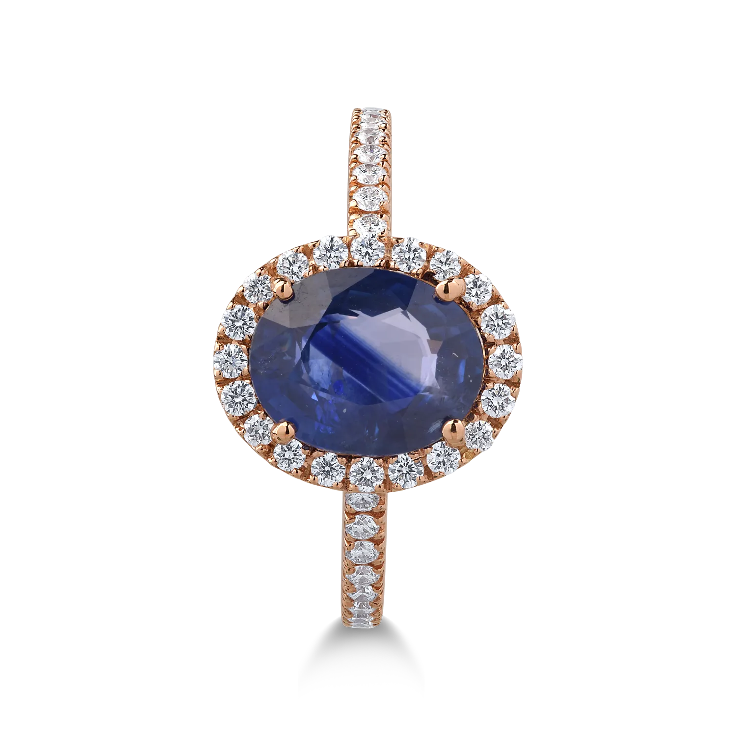 18K rose gold ring with 2.19ct sapphire and 0.35ct diamonds