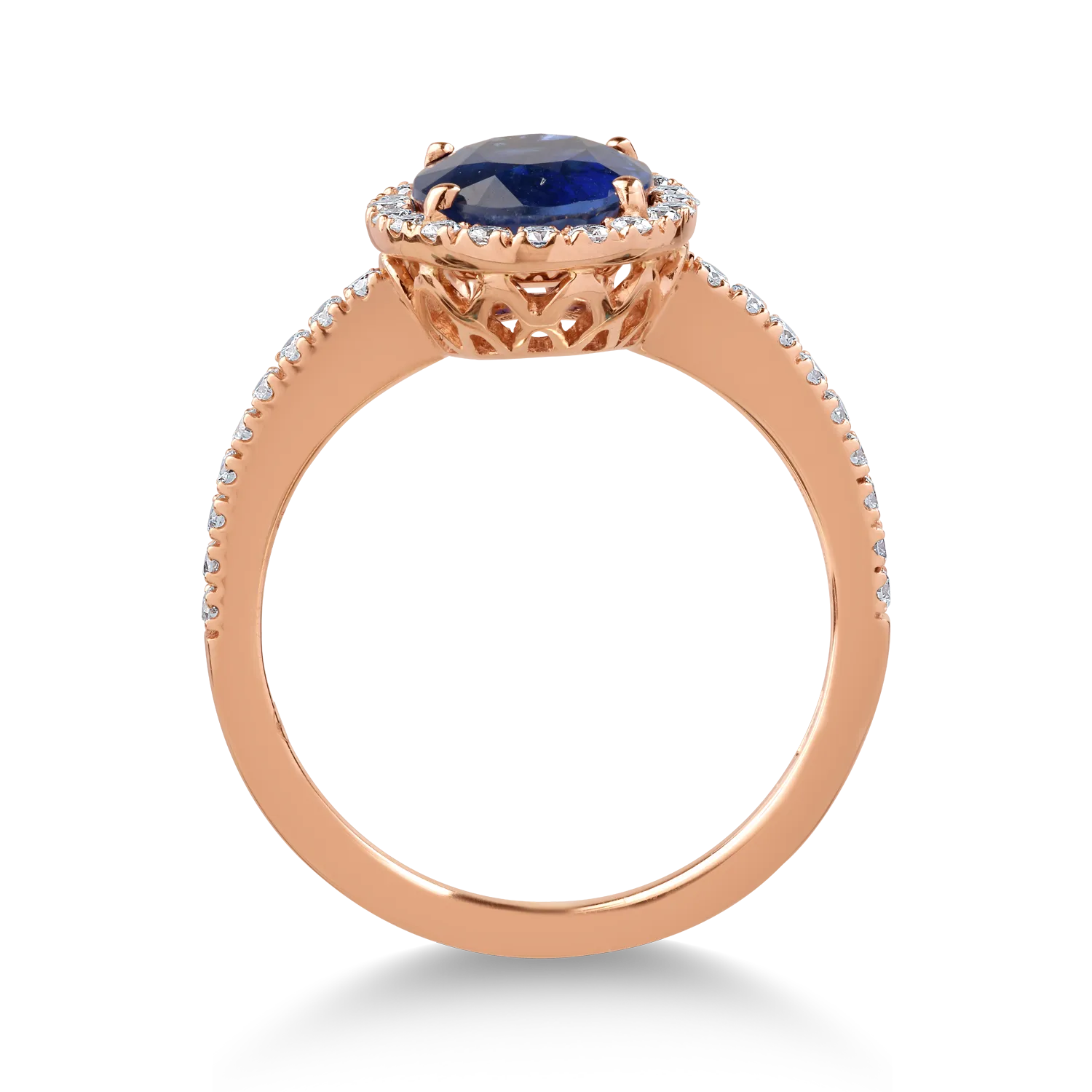 Пръстен от розово злато 18K с 2.19ct сапфир и 0.35ct диаманти