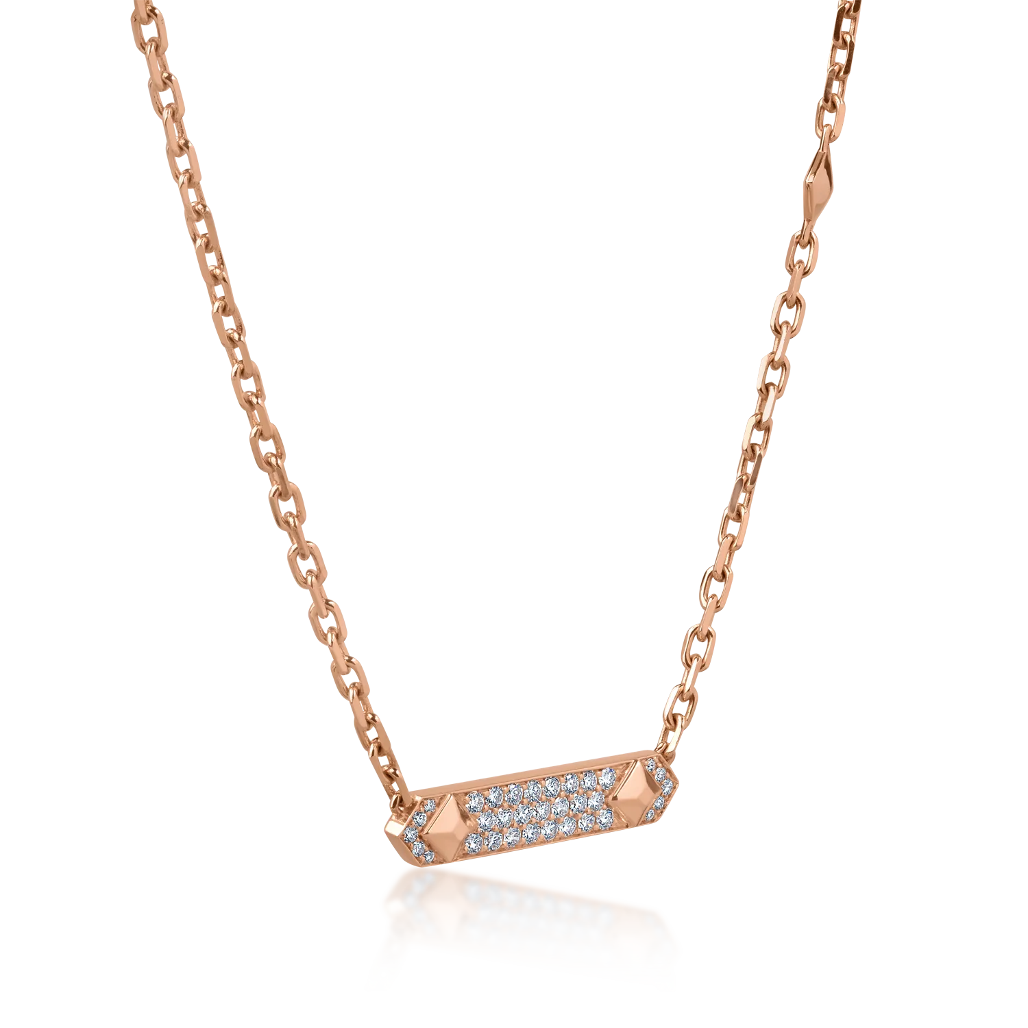 Lant cu pandantiv din aur roz cu diamante de 0.67ct