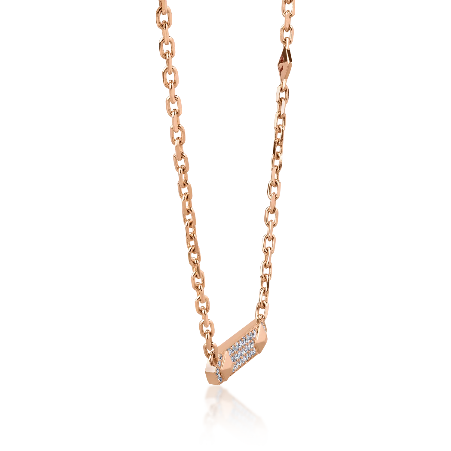 Lant cu pandantiv din aur roz cu diamante de 0.67ct