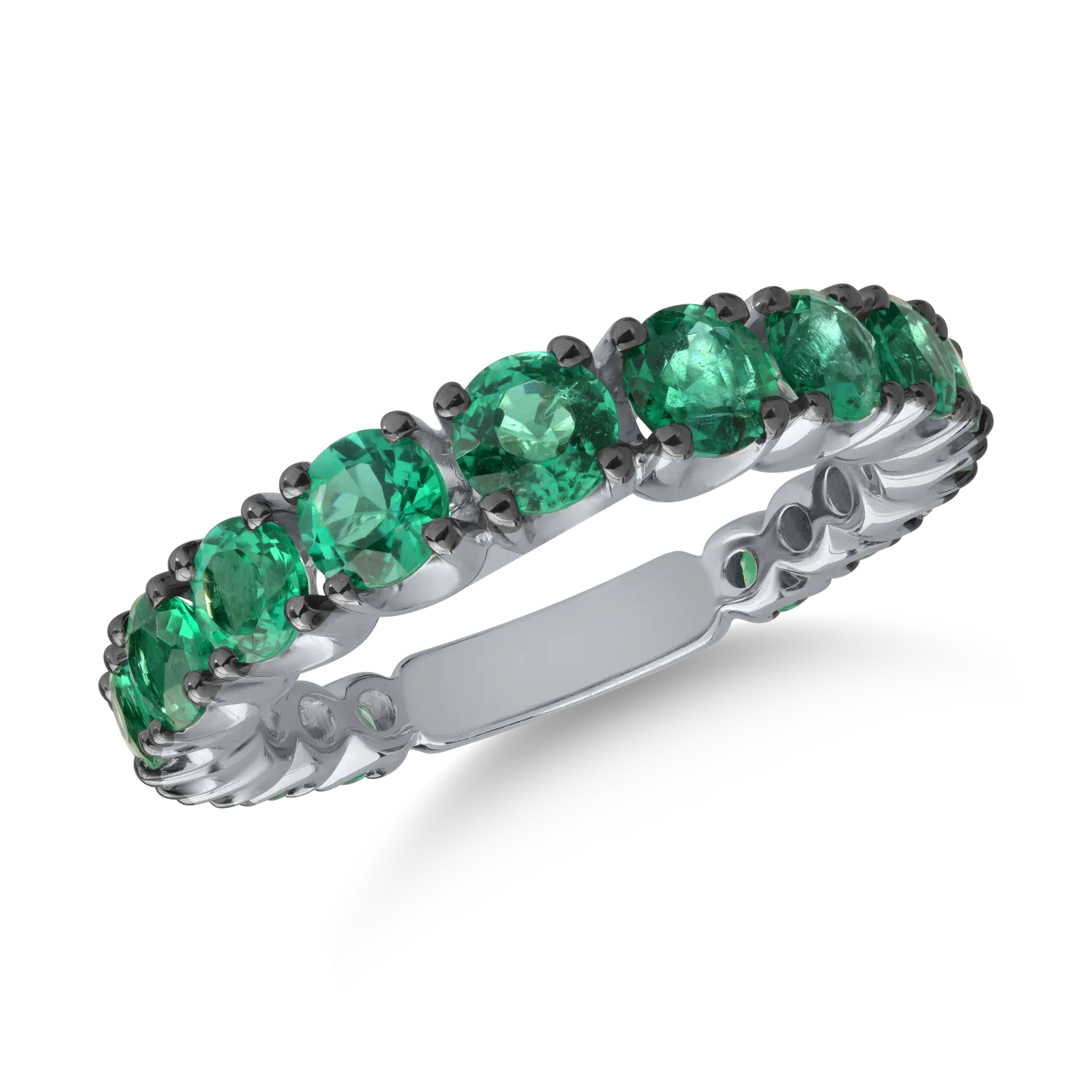 Inel din aur alb de 18K cu smaralde de 2.13ct-126932