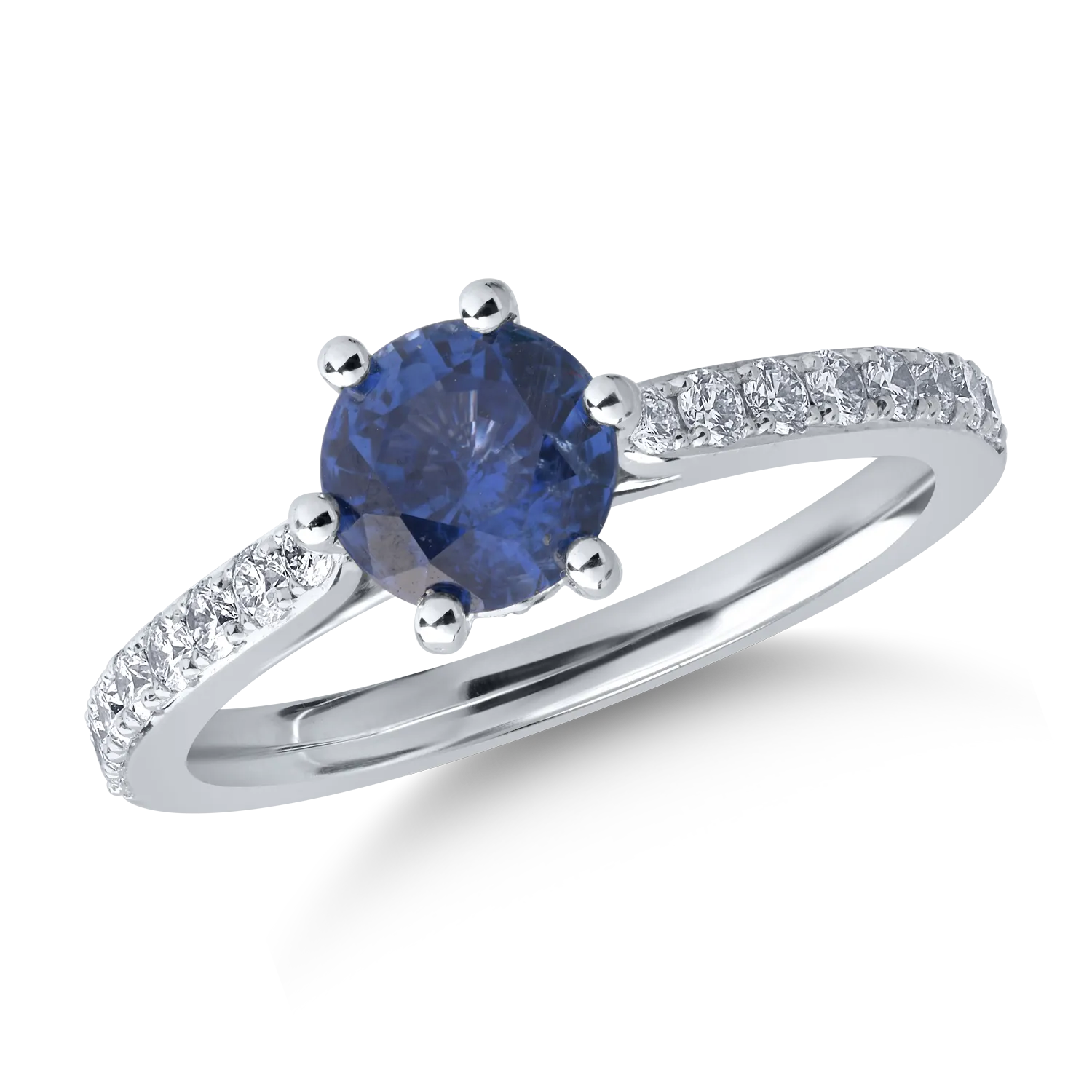 Пръстен от 18K бяло злато с 1.34ct сапфир и 0.33ct диаманти-126936