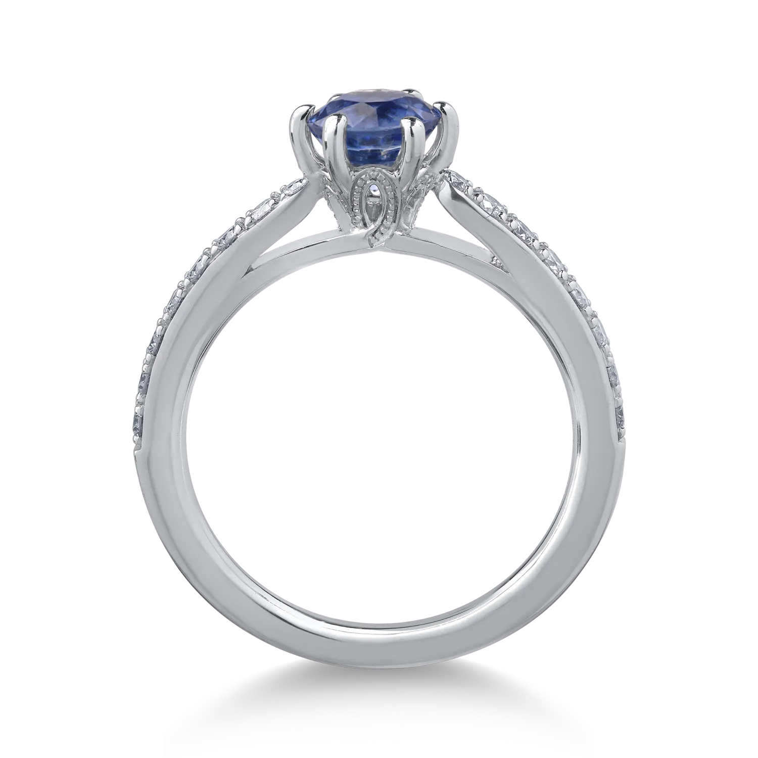 Пръстен от 18K бяло злато с 1.34ct сапфир и 0.33ct диаманти