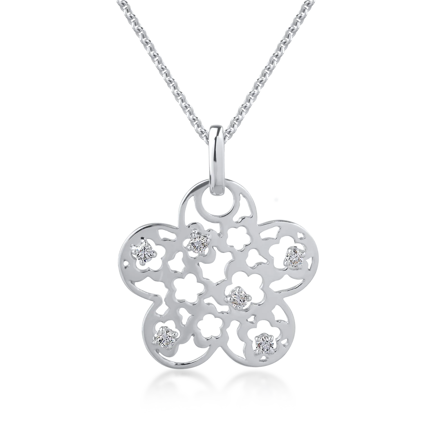 18K white gold pendant necklace with 0.23ct diamonds