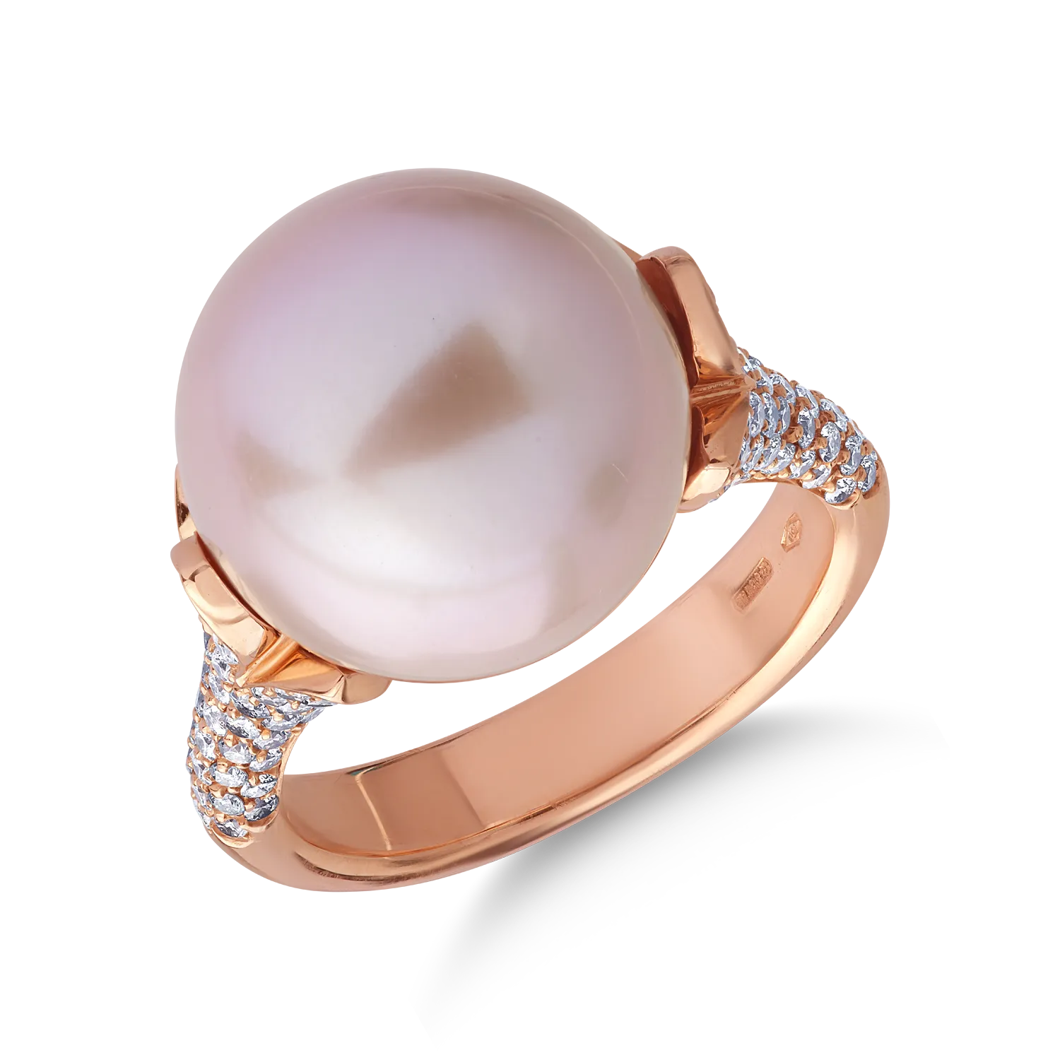 Пръстен от 18K розово злато с 18.7ct култивирана перла и 0.83ct диаманти-126943