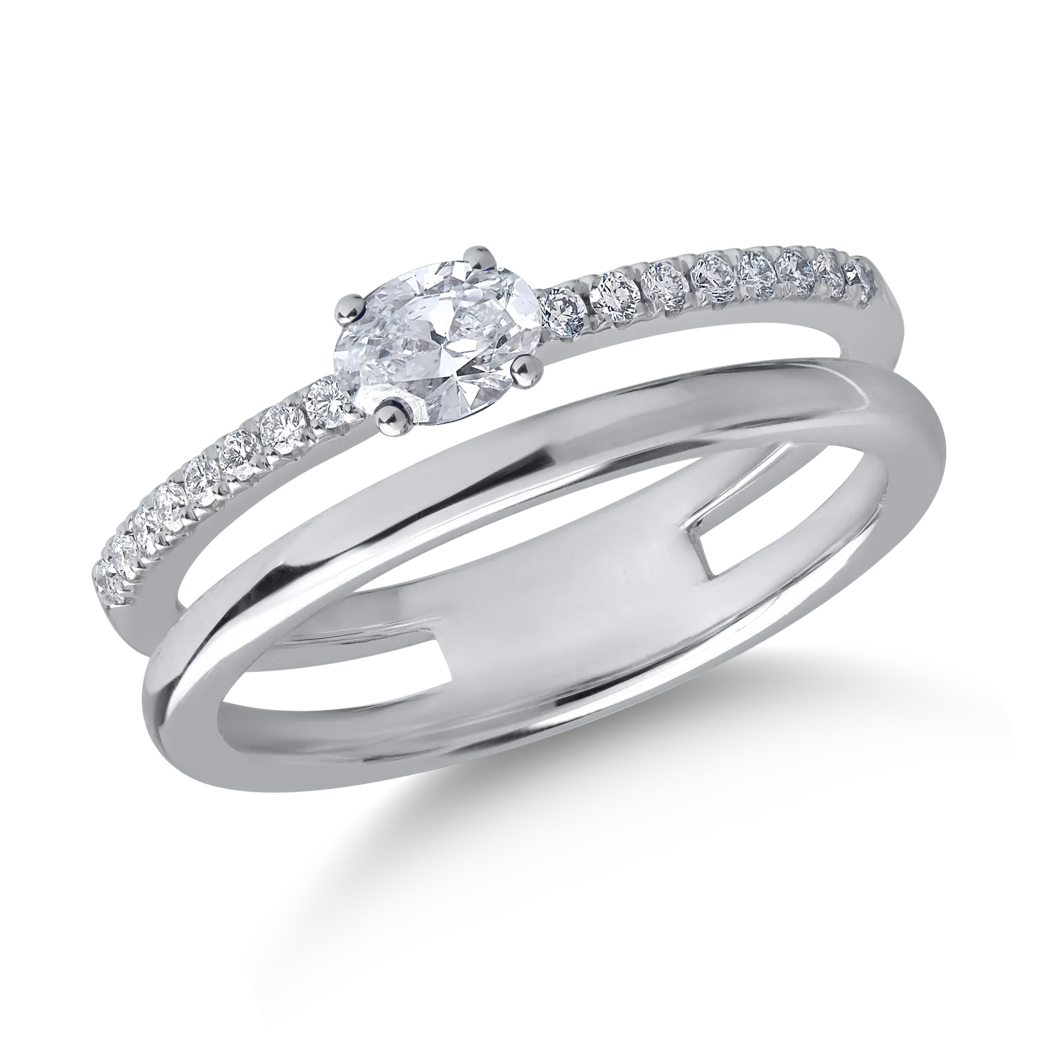 Inel din aur alb de 18K cu diamant de 0.2ct si diamante de 0.12ct-126946