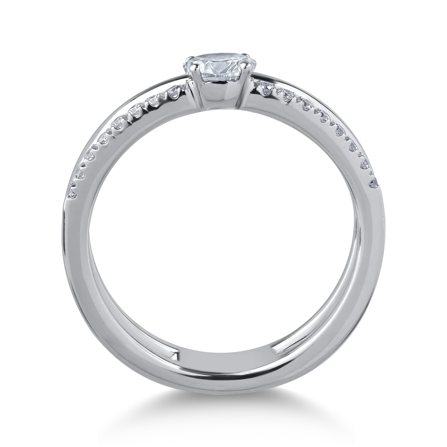 Inel din aur alb de 18K cu diamant de 0.2ct si diamante de 0.12ct