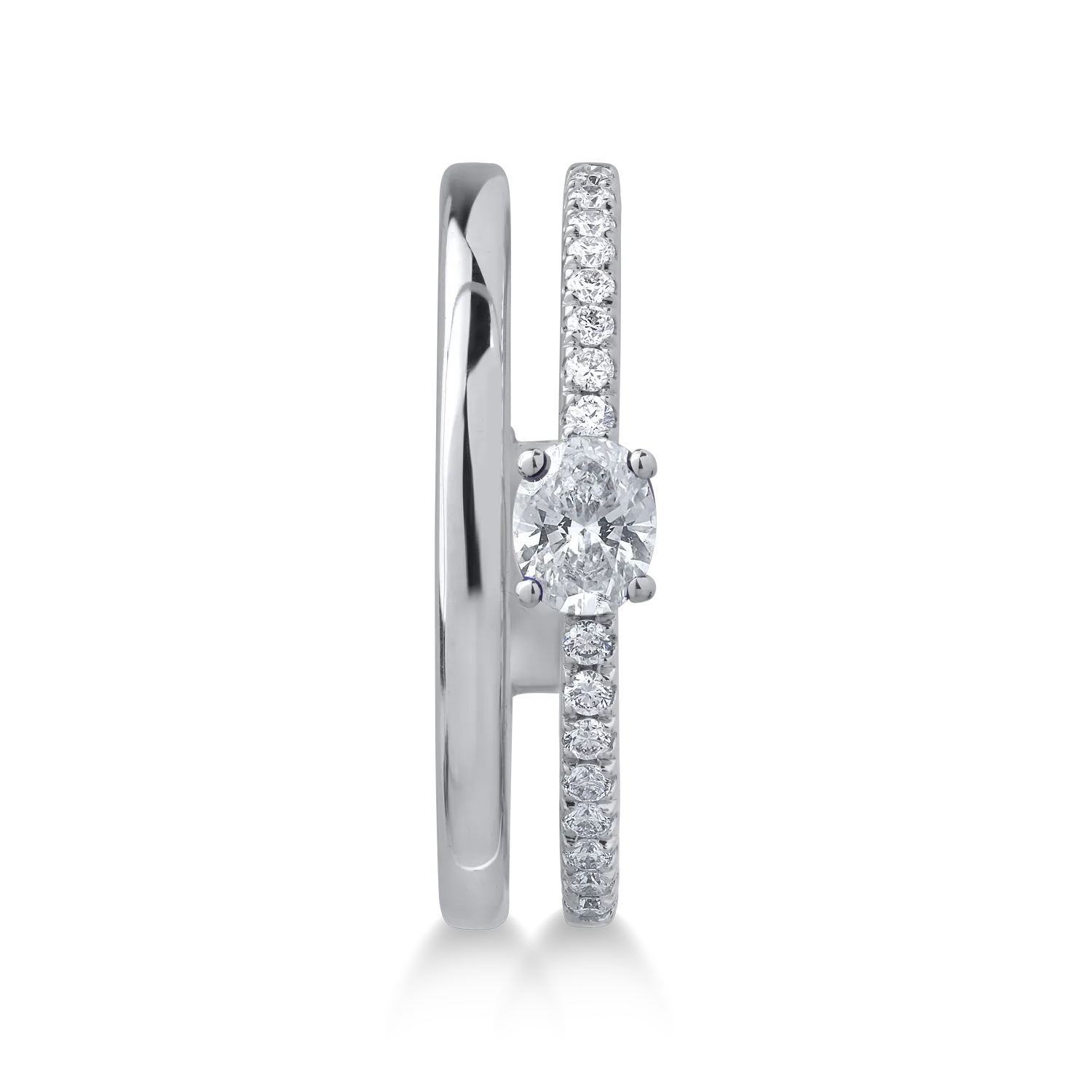 Inel din aur alb de 18K cu diamant de 0.2ct si diamante de 0.12ct