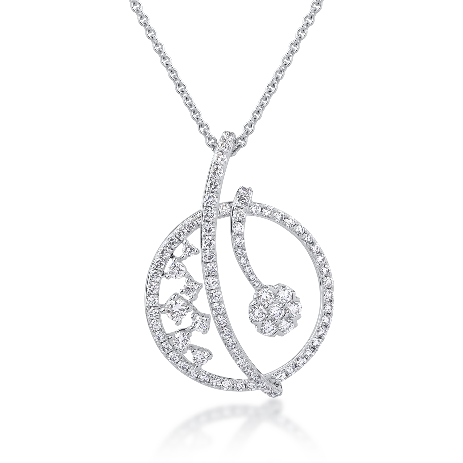 Lant cu pandantiv din aur alb de 18K cu diamante de 0.97ct-126949