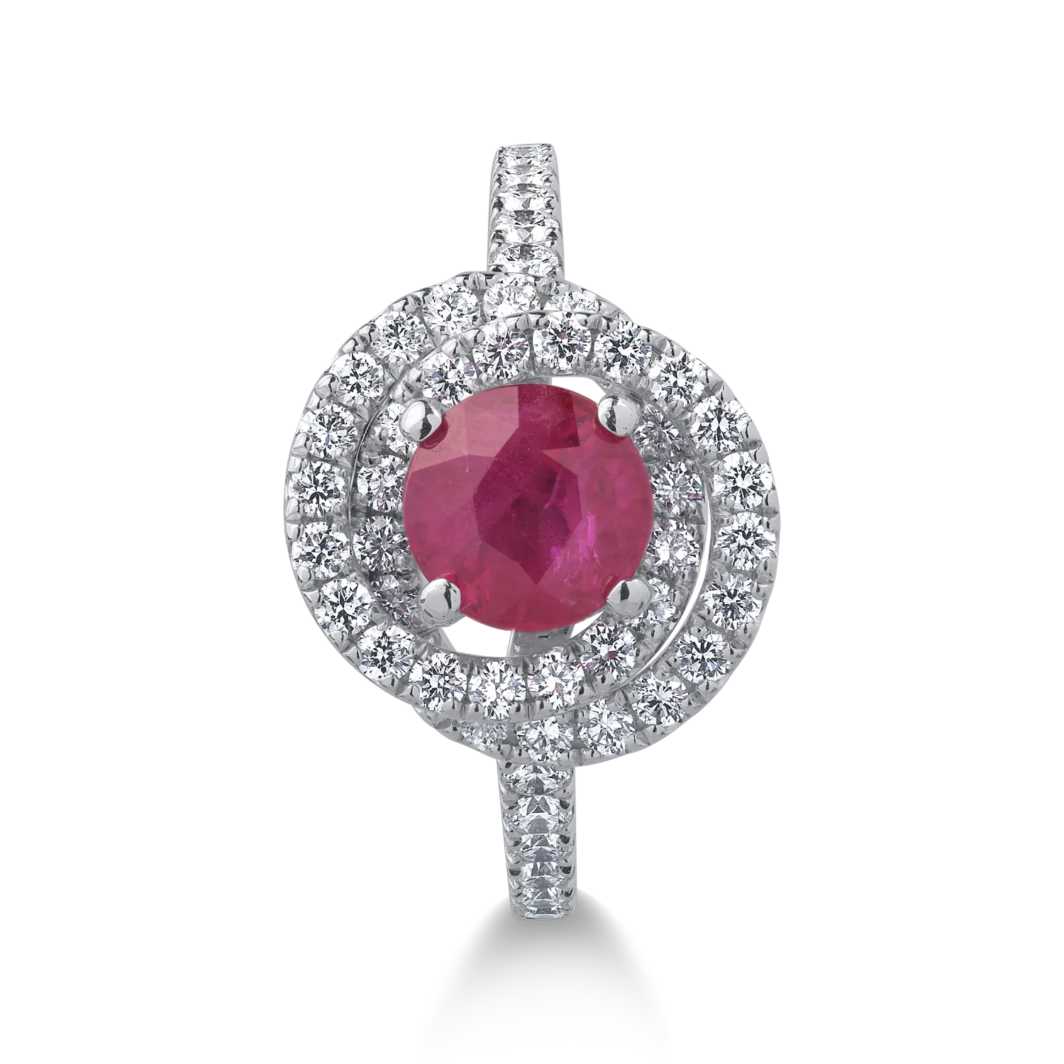 18K white gold ring with 1.63ct ruby ​​and 0.77ct diamonds