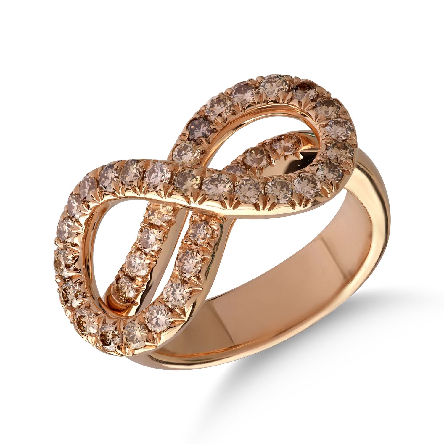 18K rose gold ring with 1.2ct brown diamonds