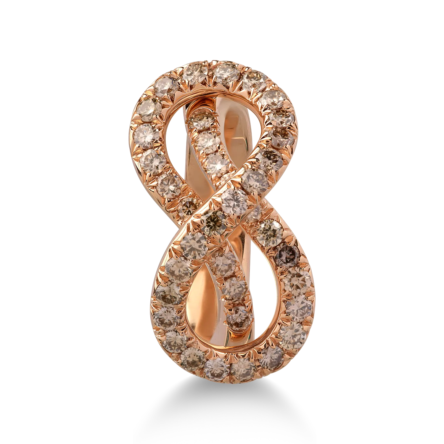 18K rose gold ring with 1.2ct brown diamonds