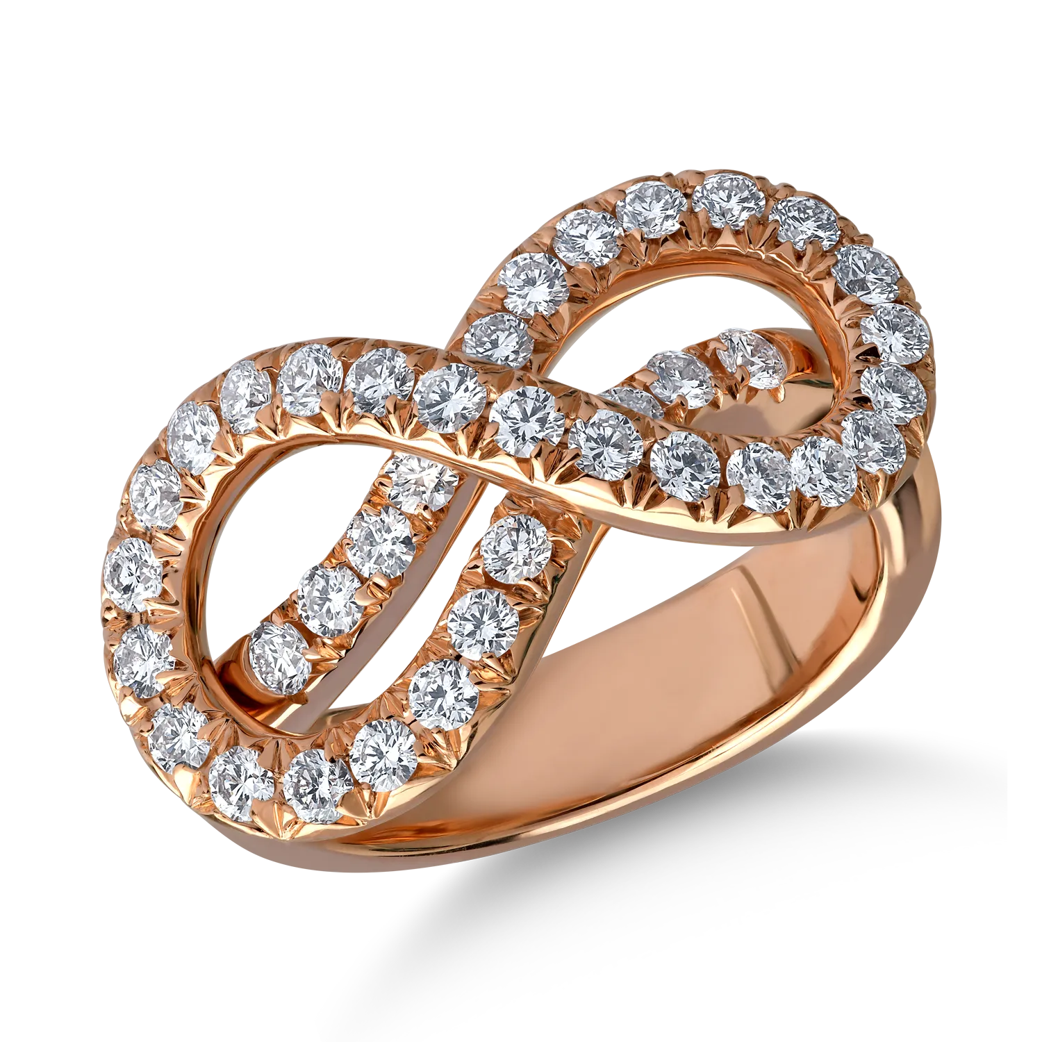 Inel din aur roz de 18K cu diamante de 1.1ct