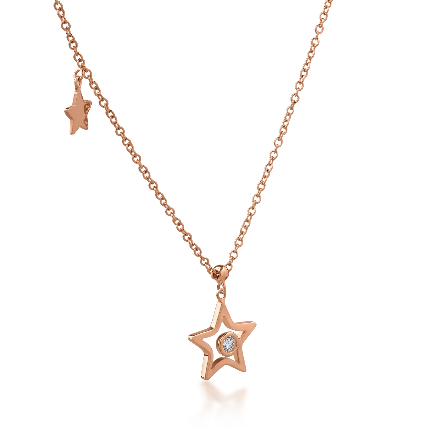 18K rose gold pendant necklace with 0.05ct diamond