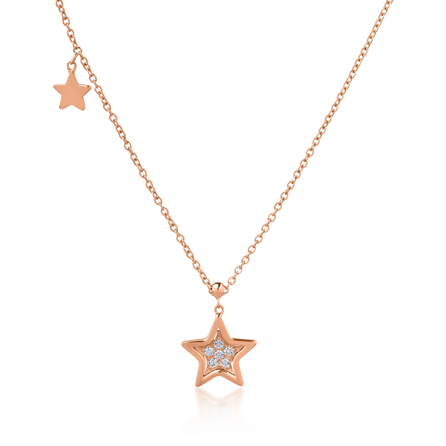 18K rose gold pendant necklace with 0.08ct diamonds