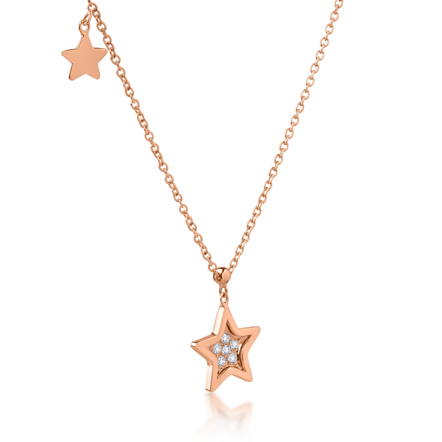 18K rose gold pendant necklace with 0.08ct diamonds