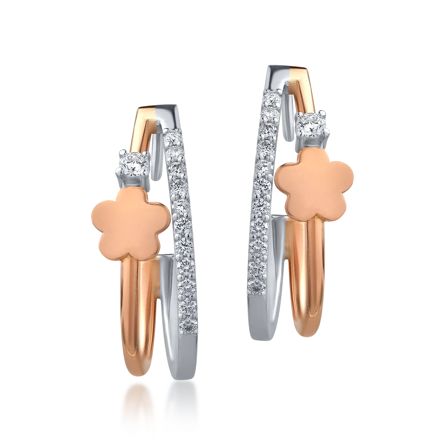 Cercei din aur alb-roz de 18K cu diamante de 0.28ct-126983