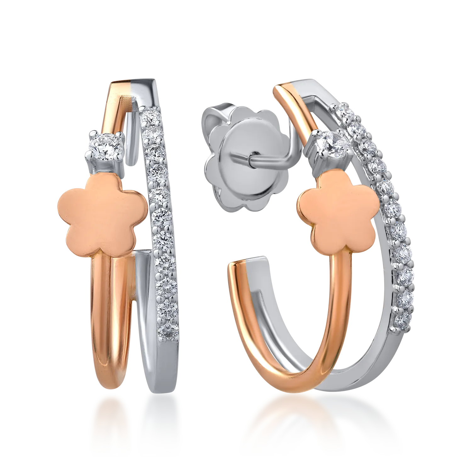 Обеци от бяло розово злато 18K с диаманти 0.28ct