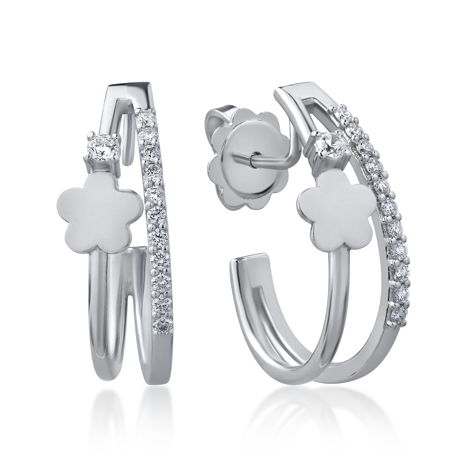 Cercei din aur alb cu diamante de 0.28ct