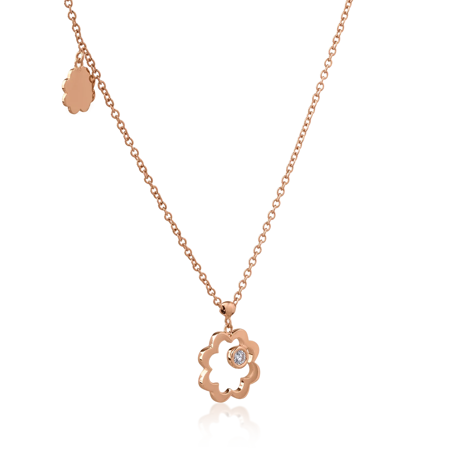 18K rose gold pendant necklace with 0.05ct diamond