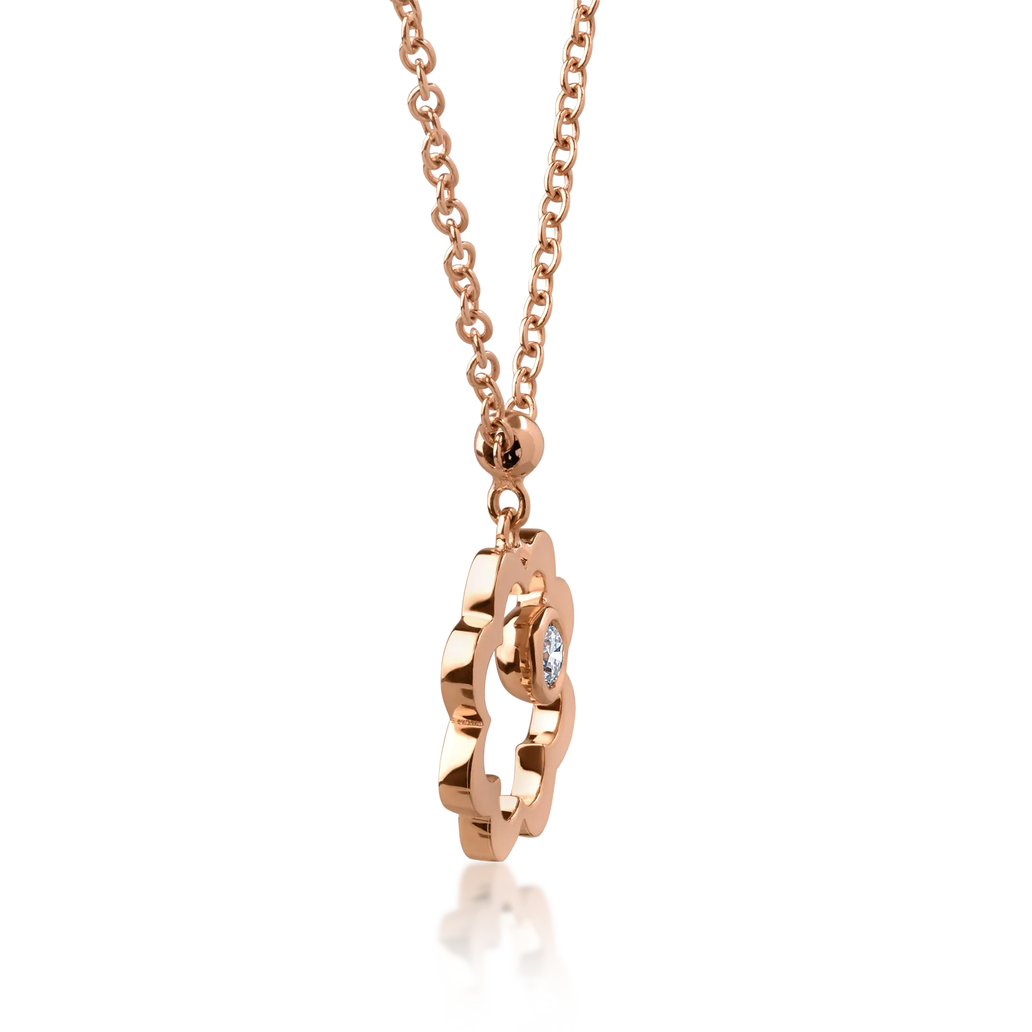 18K rose gold pendant necklace with 0.05ct diamond