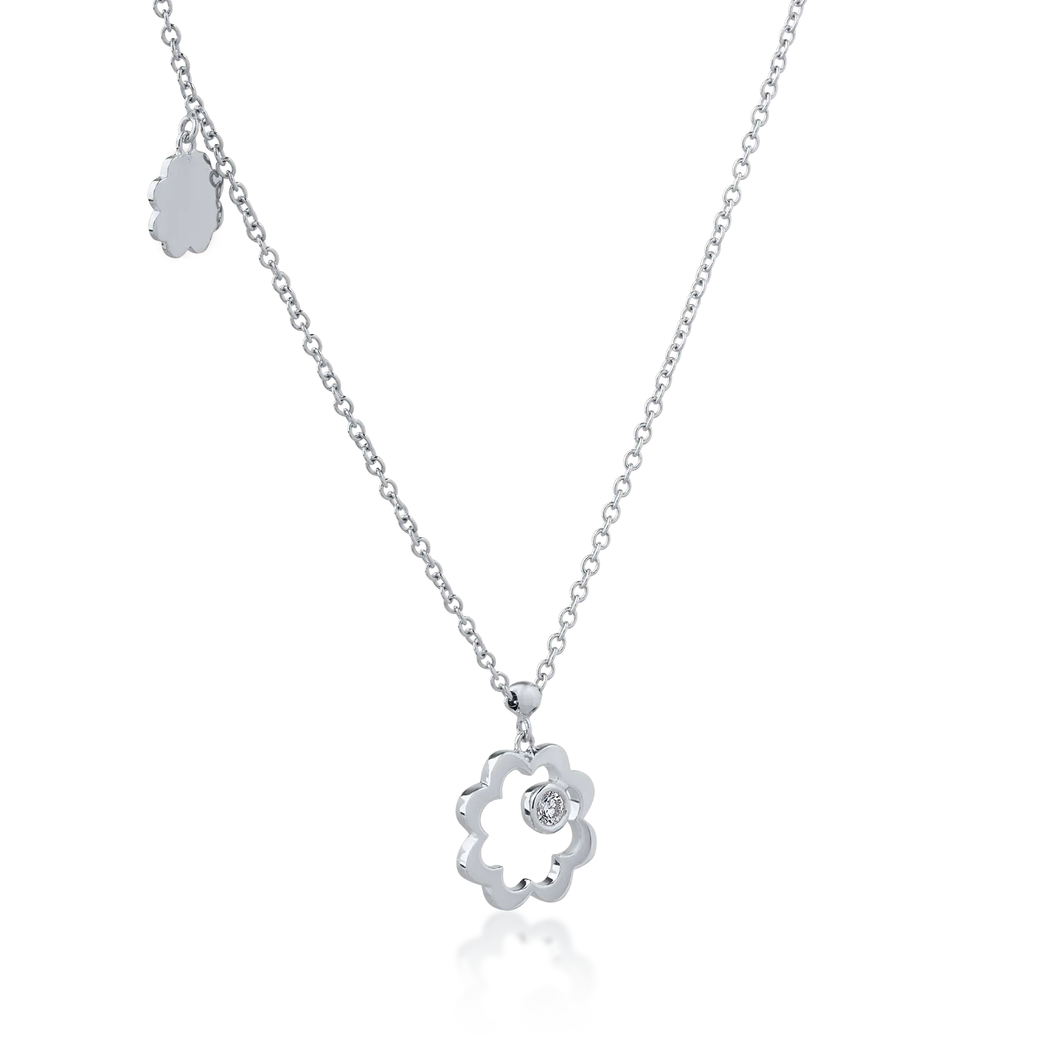 18K white gold pendant necklace with 0.05ct diamond