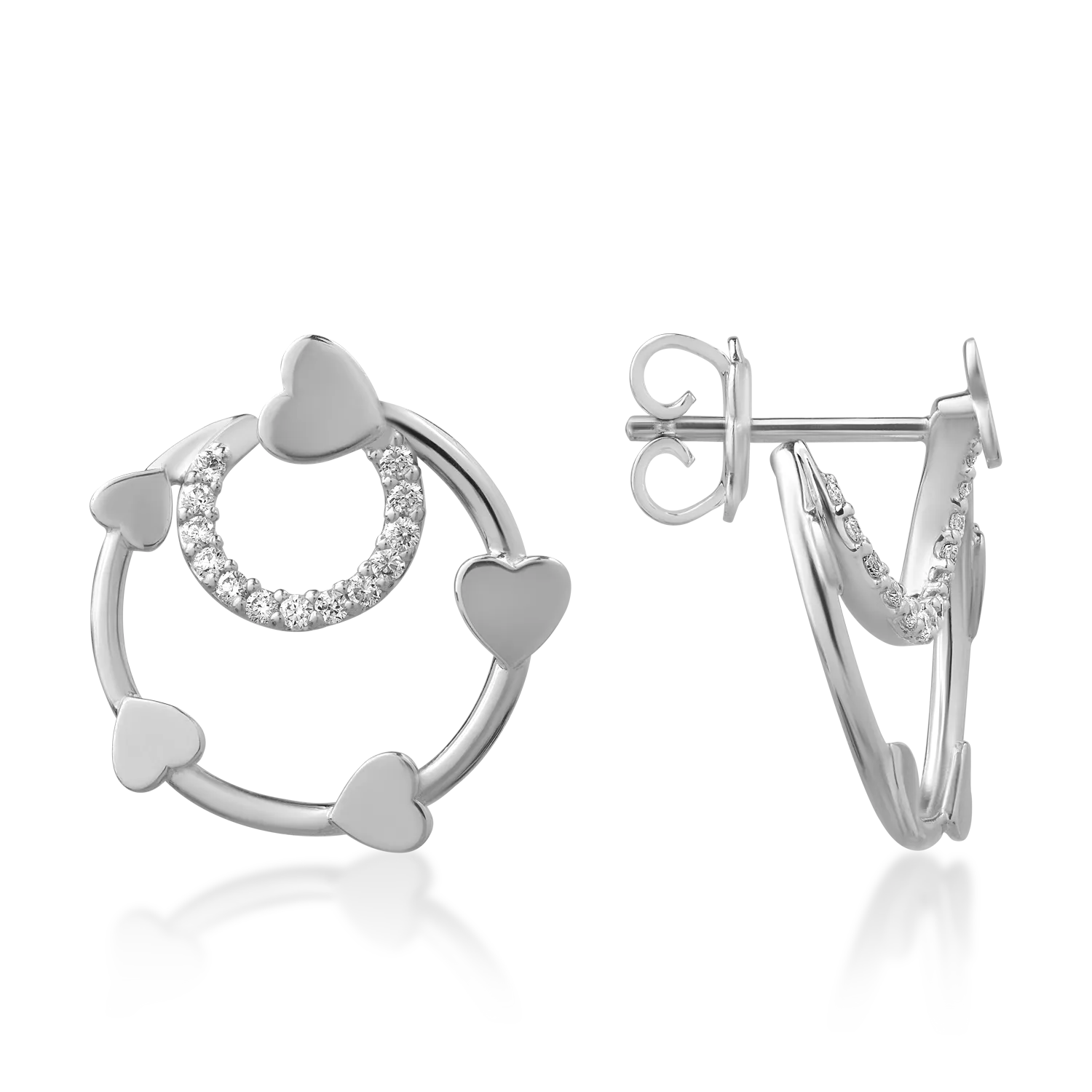 Cercei din aur alb de 18K cu diamante de 0.24ct