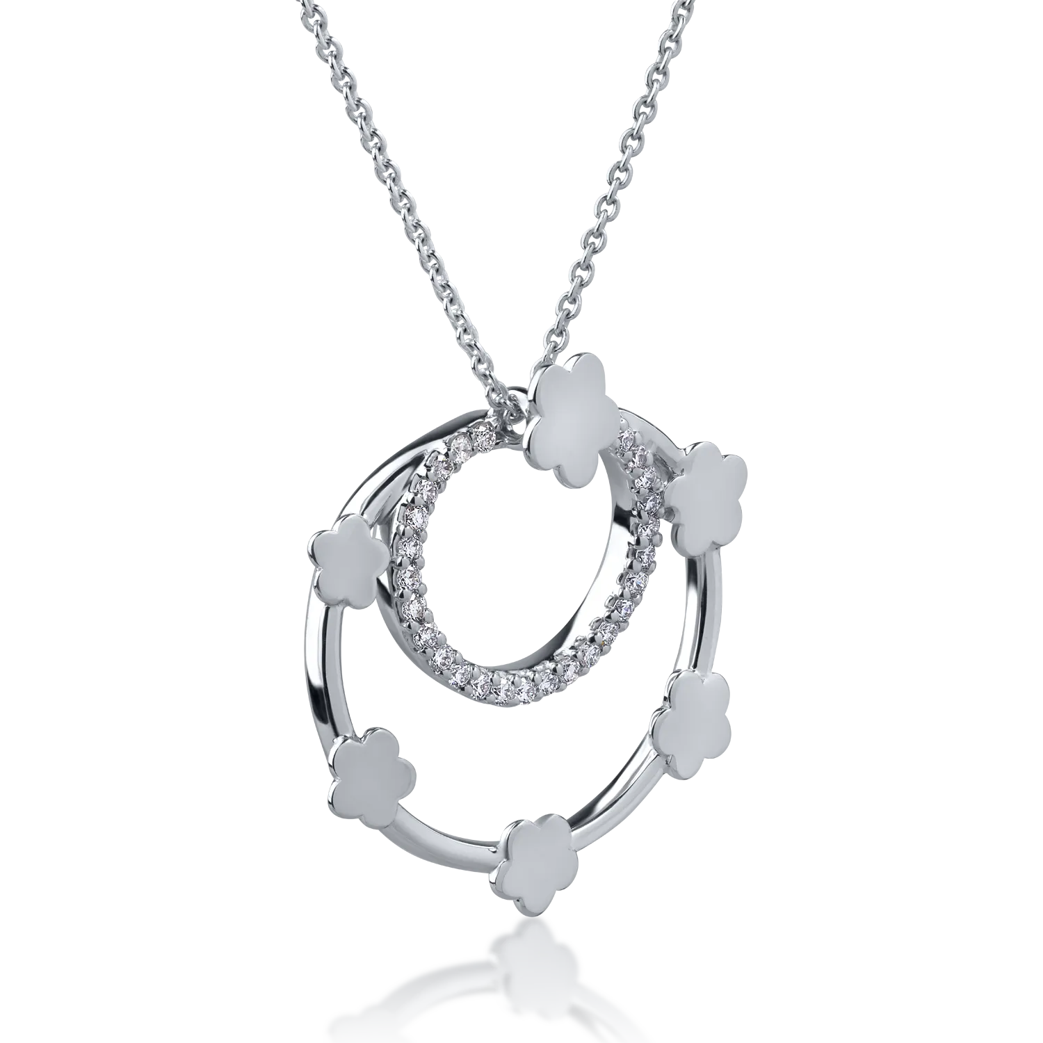 18K white gold pendant necklace with 0.2ct diamonds