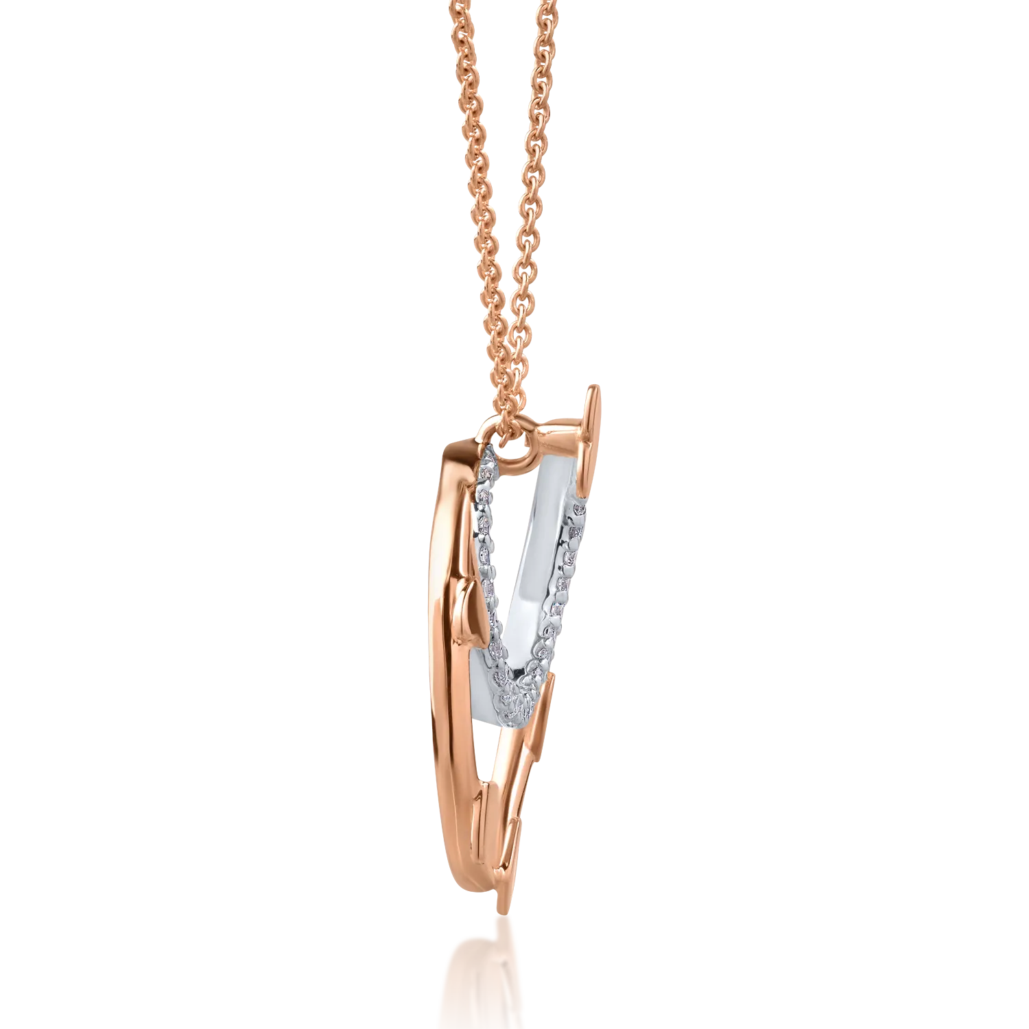 18K white-rose gold pendant necklace with 0.2ct diamonds