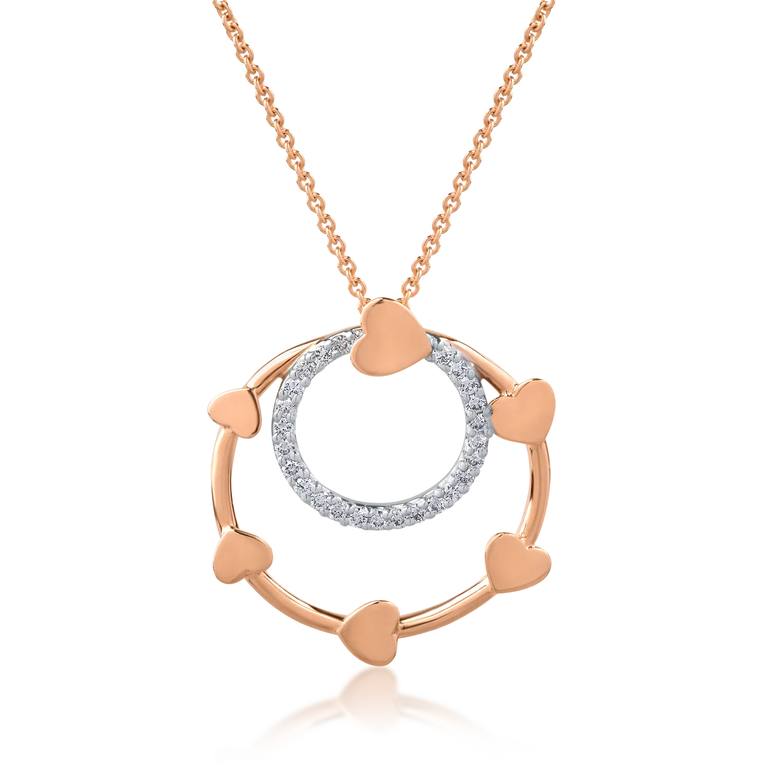 18K white-rose gold pendant necklace with 0.2ct diamonds