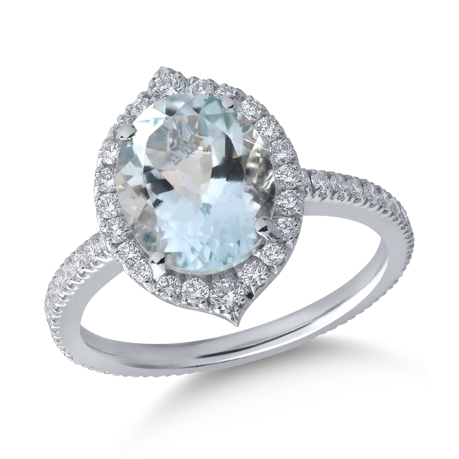 18K fehérarany gyűrű 2.55ct akvamarinnal és 0.53ct gyémántokkal