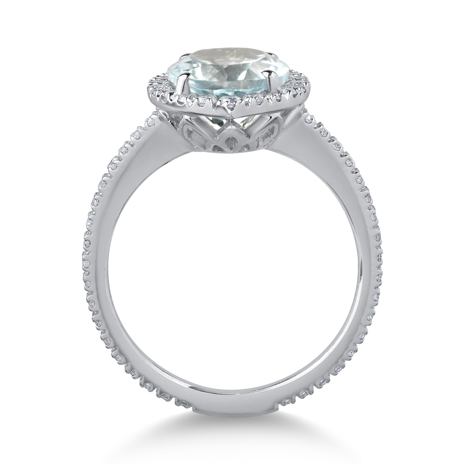 Inel din aur alb de 18K cu acvamarin de 2.5ct si diamante de 0.5ct