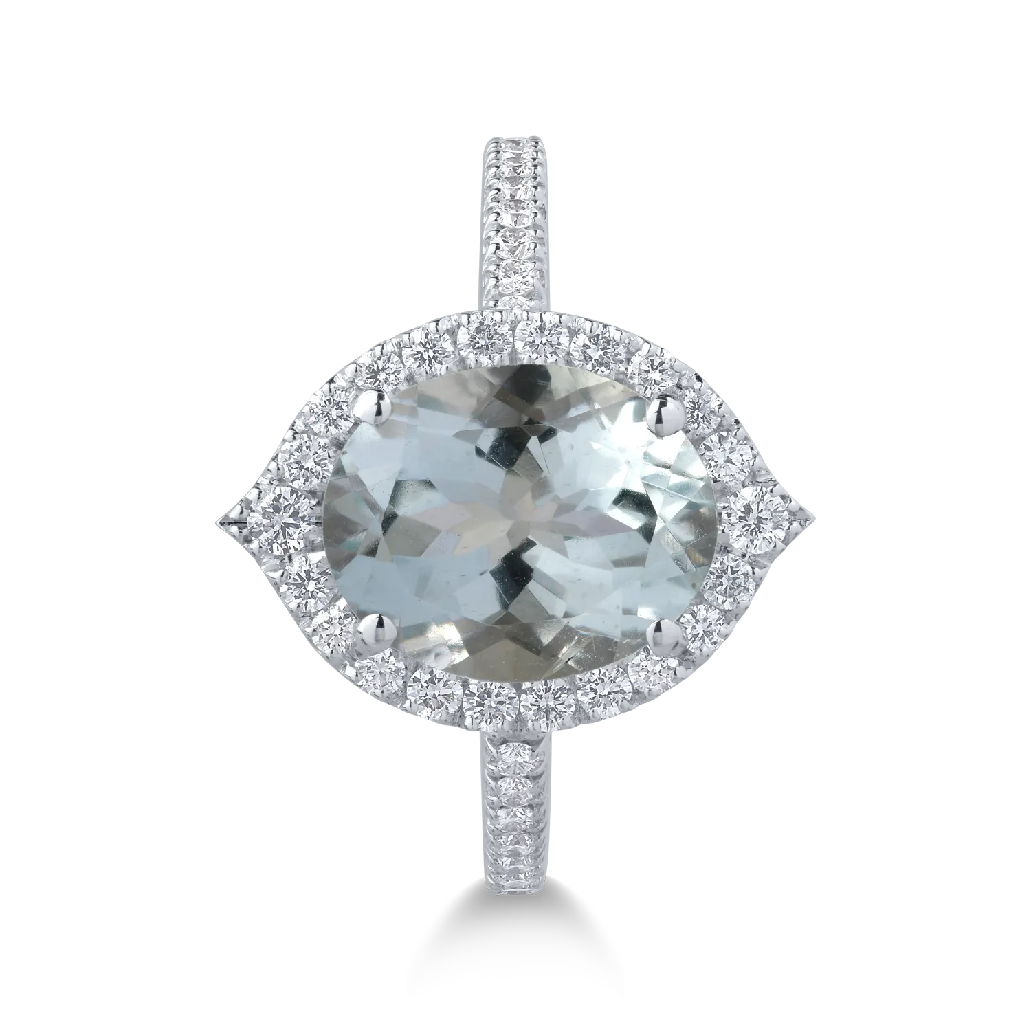 Inel din aur alb de 18K cu acvamarin de 2.5ct si diamante de 0.5ct