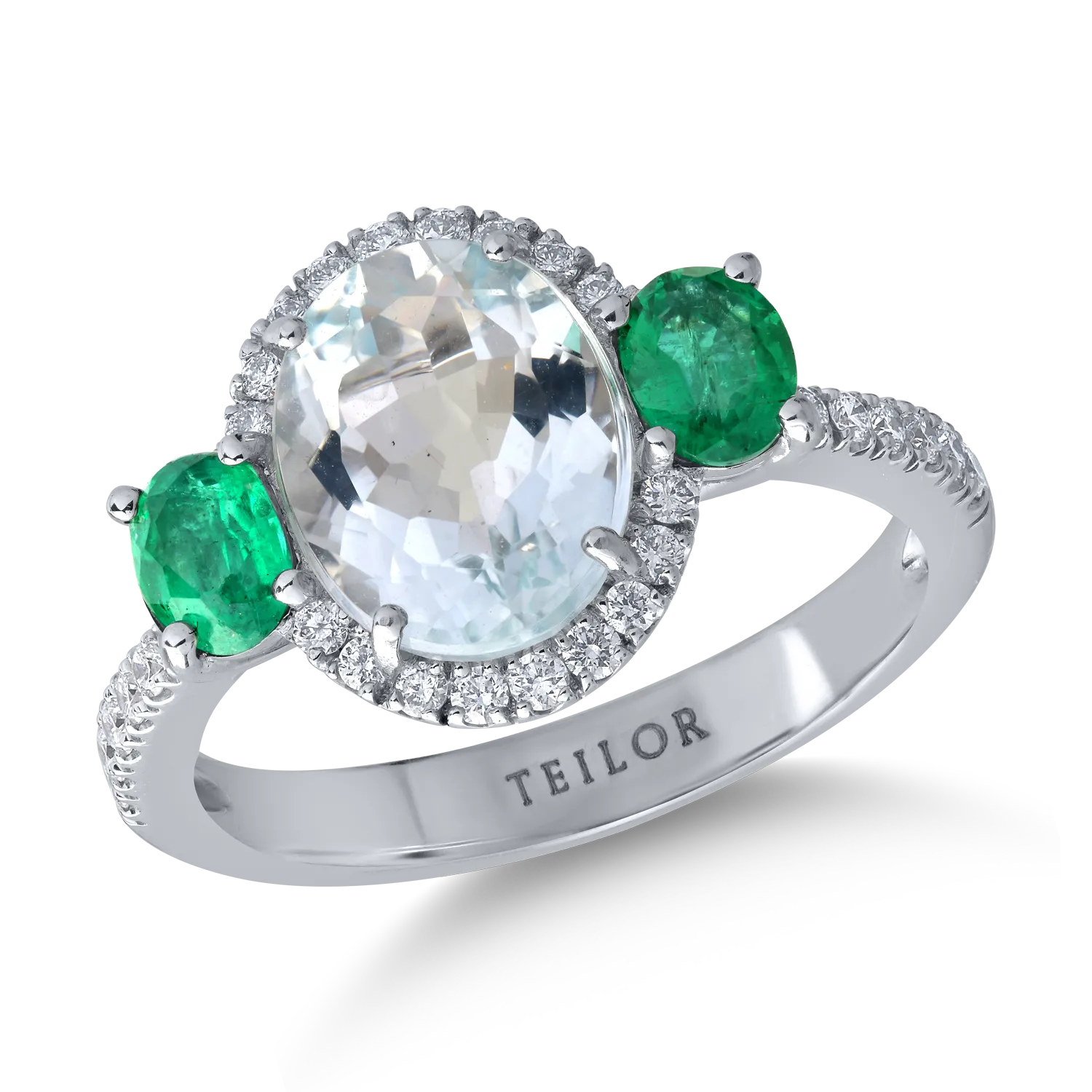 Inel din aur alb cu pietre pretioase si semipretioase de 3.26ct