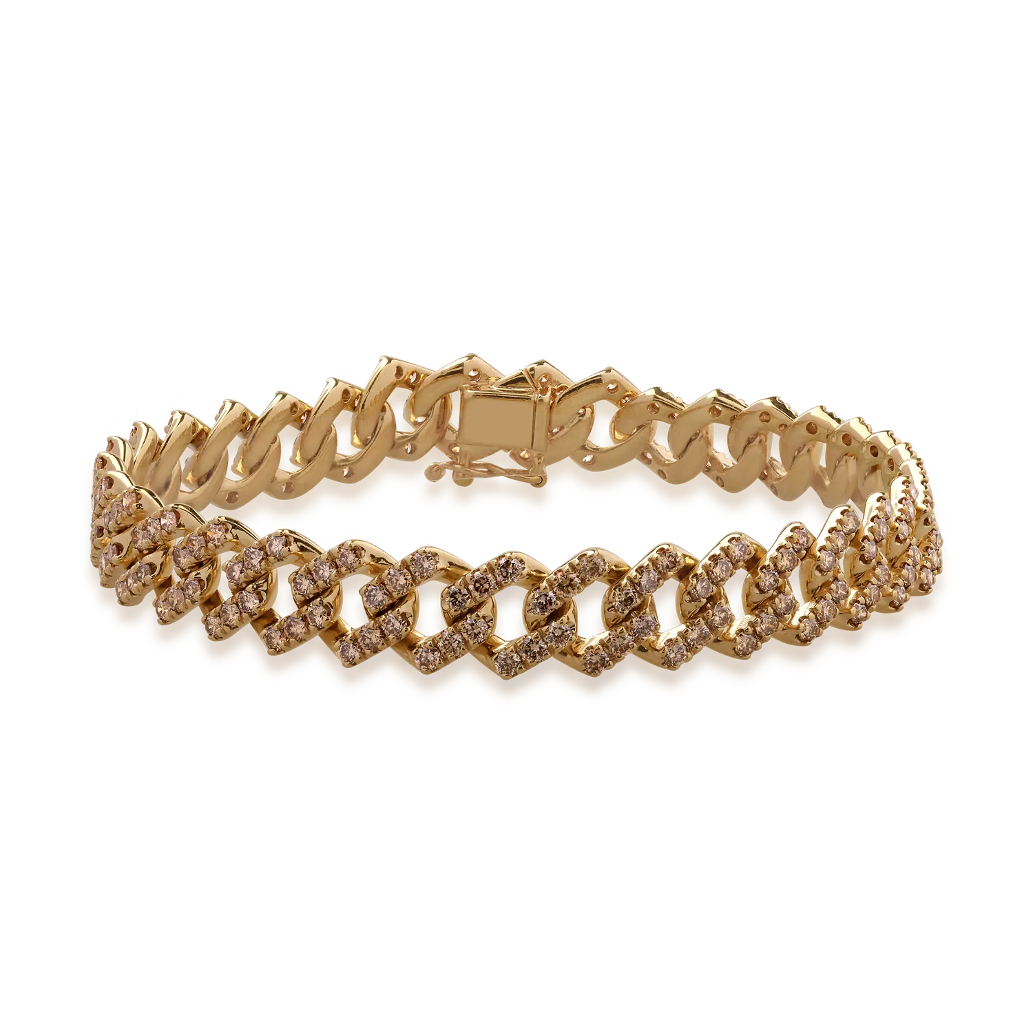 18K yellow gold bracelet with 4.8ct brown diamonds