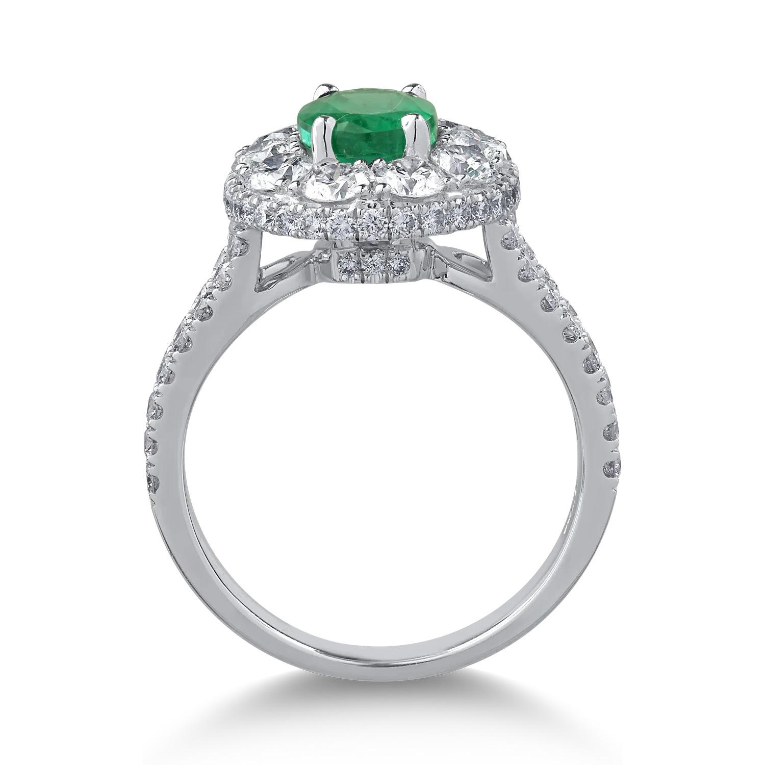 18K white gold ring with 1.31ct emerald and 1.8ct diamonds