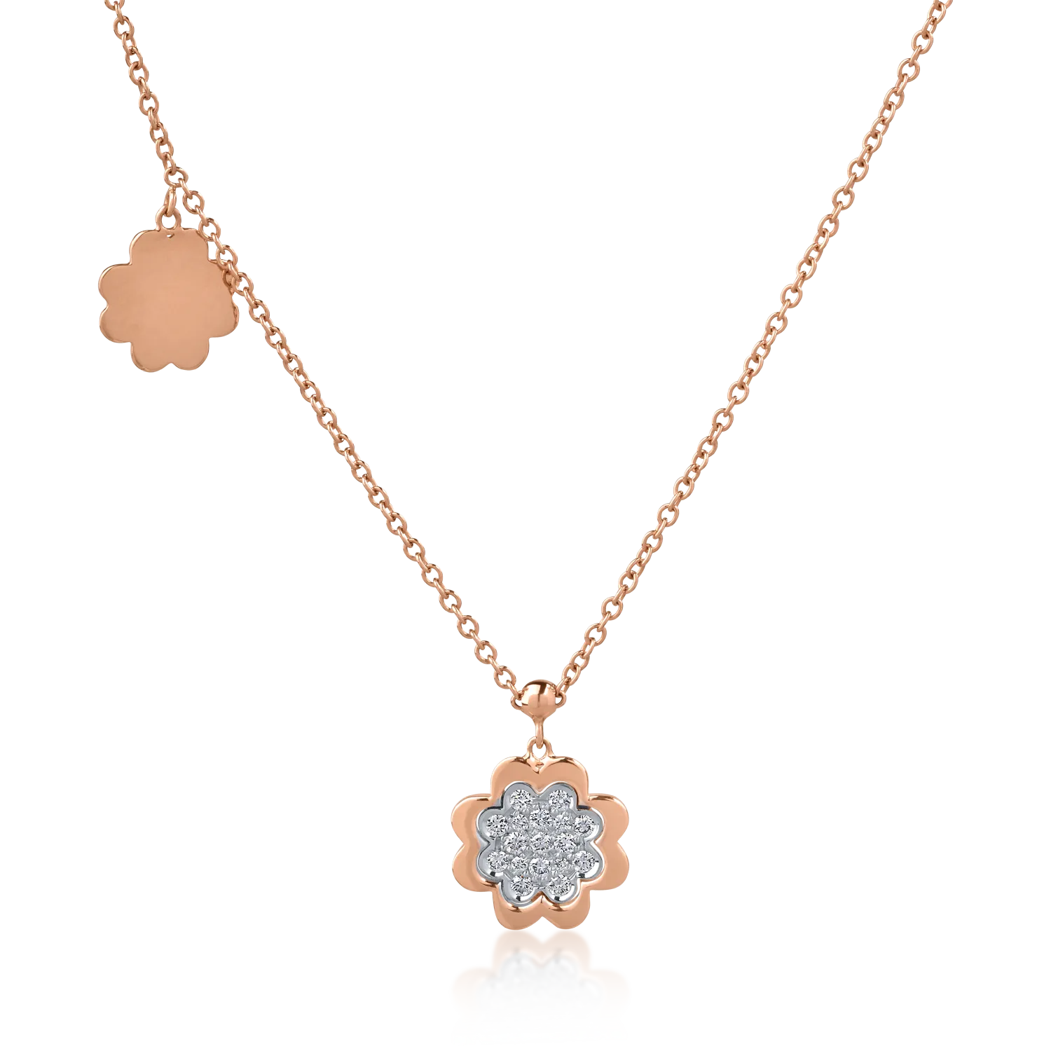 18K rose gold pendant necklace with 0.17ct diamonds