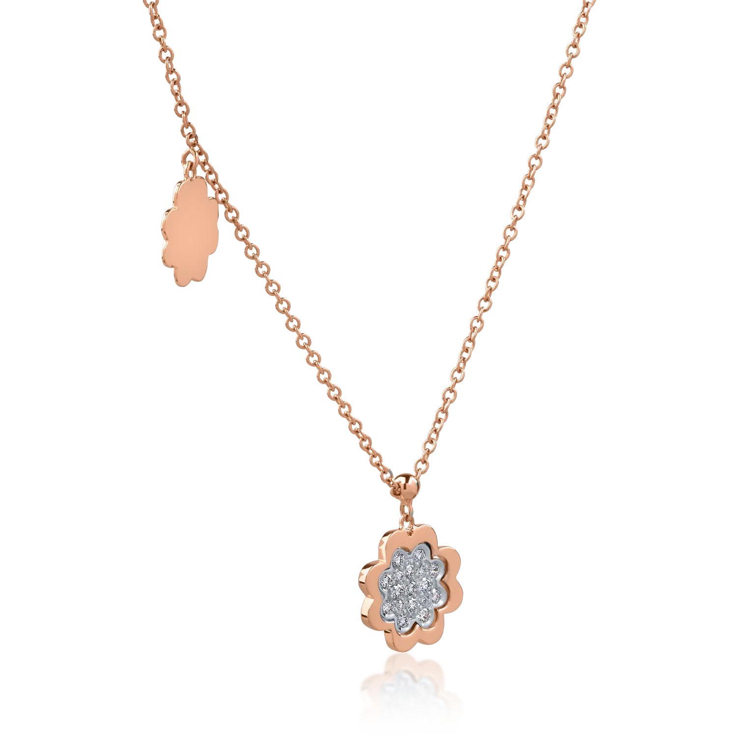 18K rose gold pendant necklace with 0.17ct diamonds