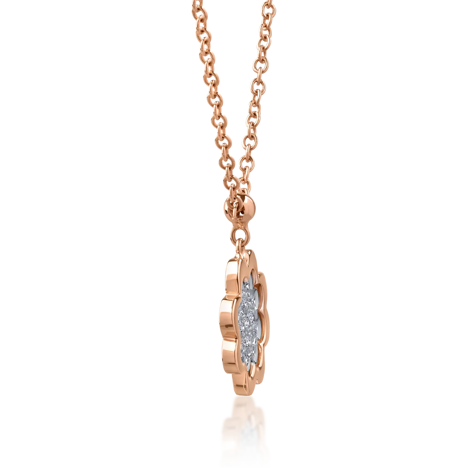 18K rose gold pendant necklace with 0.17ct diamonds