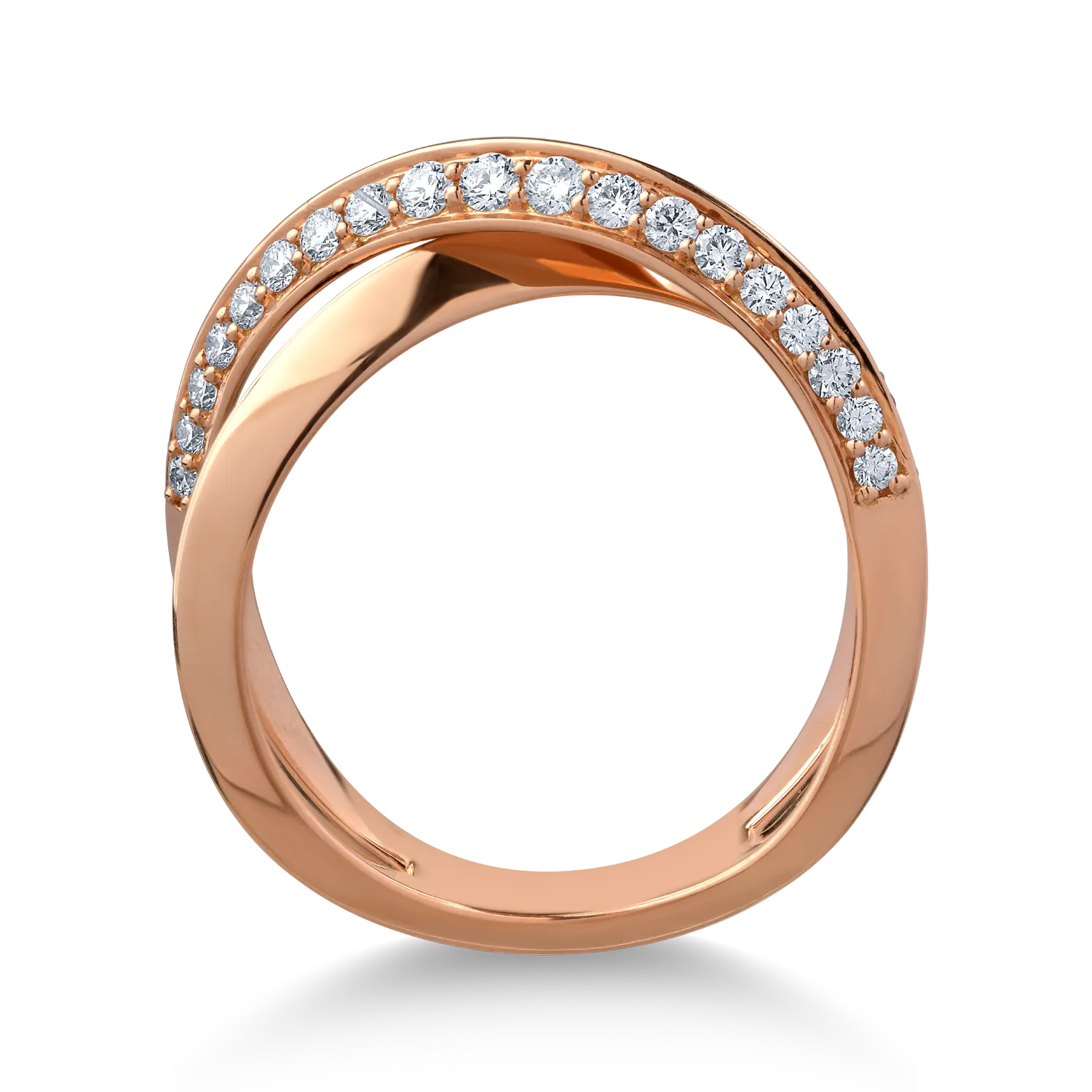 18K rózsaszín arany gyűrű 0.32ct rubinokkal és 0.26ct gyémántokkal