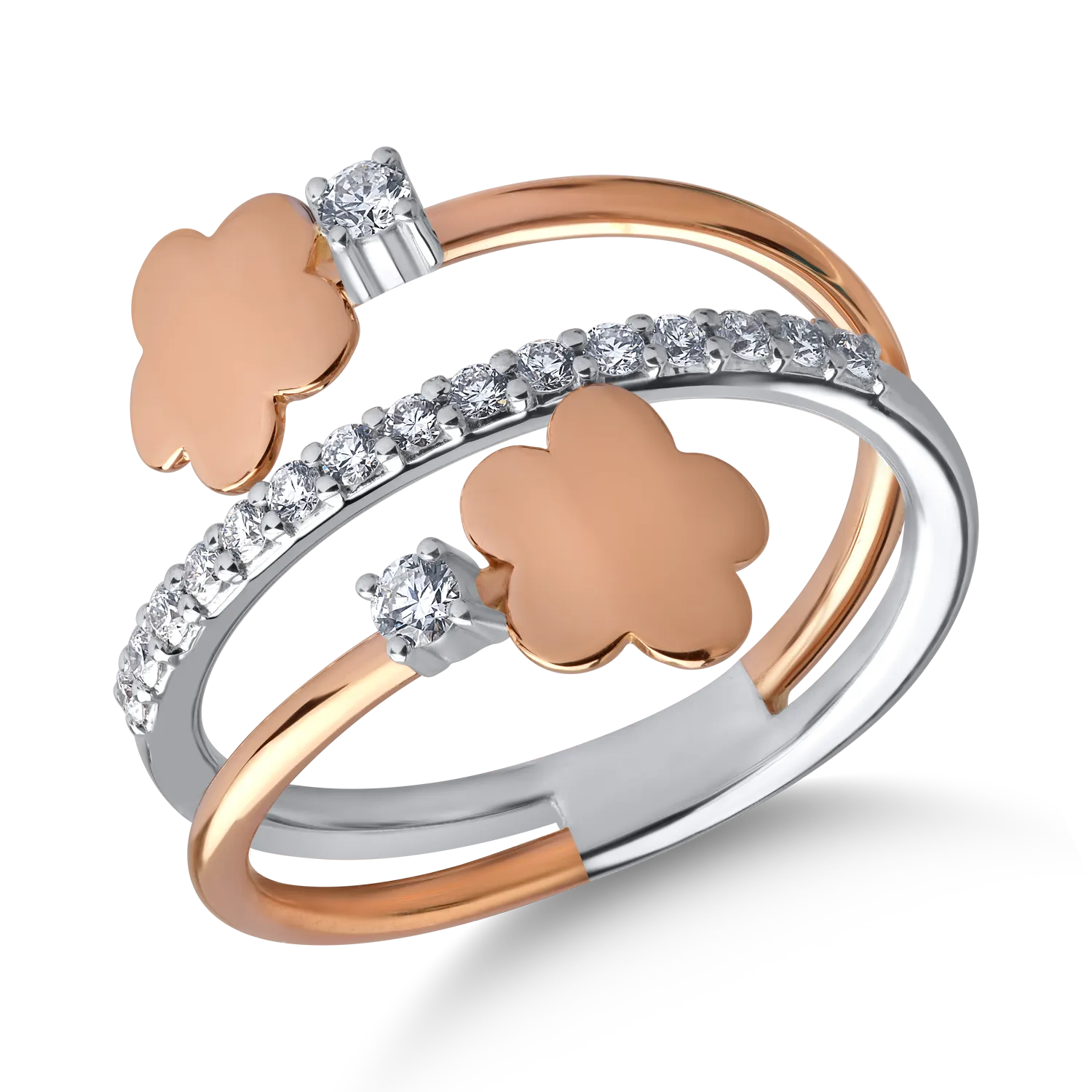 18K white-rose gold ring with 0.25ct diamonds