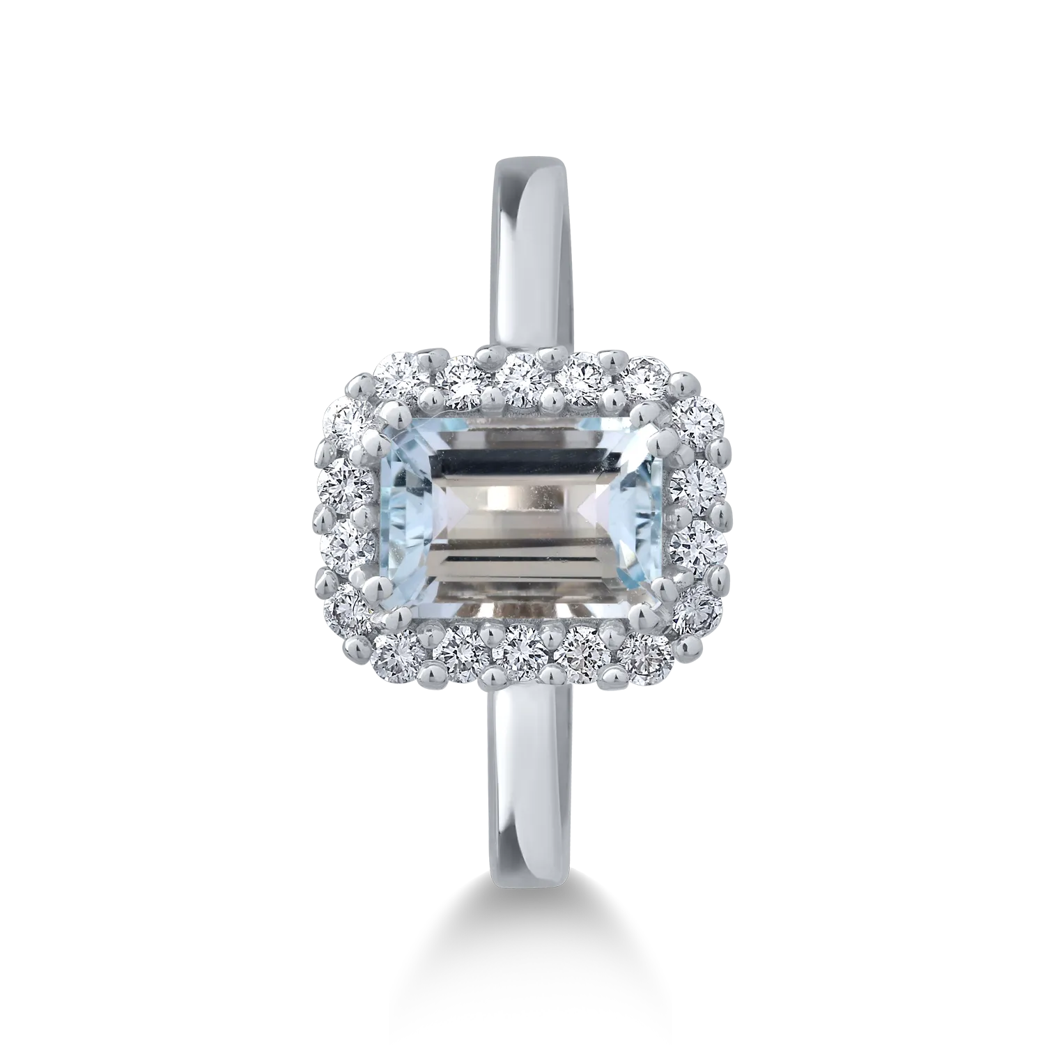 Inel din aur alb de 18K cu acvamarin de 0.94ct si diamante de 0.22ct