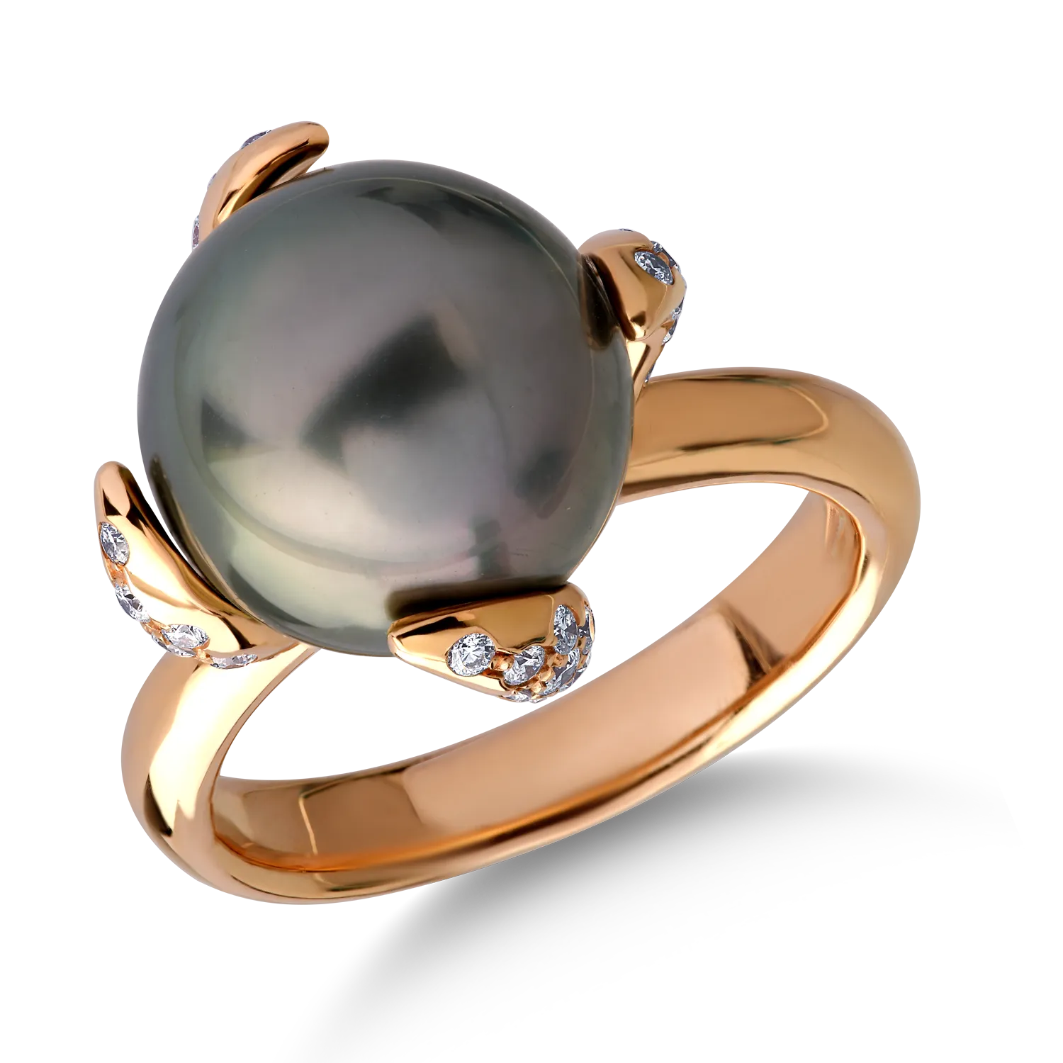 Teilor Inel din aur roz cu perla de cultura de 11.77ct si diamante de 0.36ct