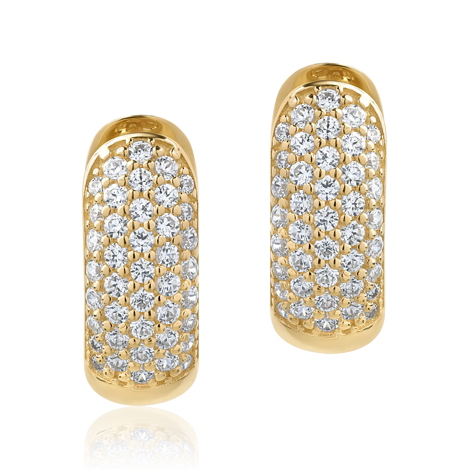 Yellow gold hoop earrings with zirconia